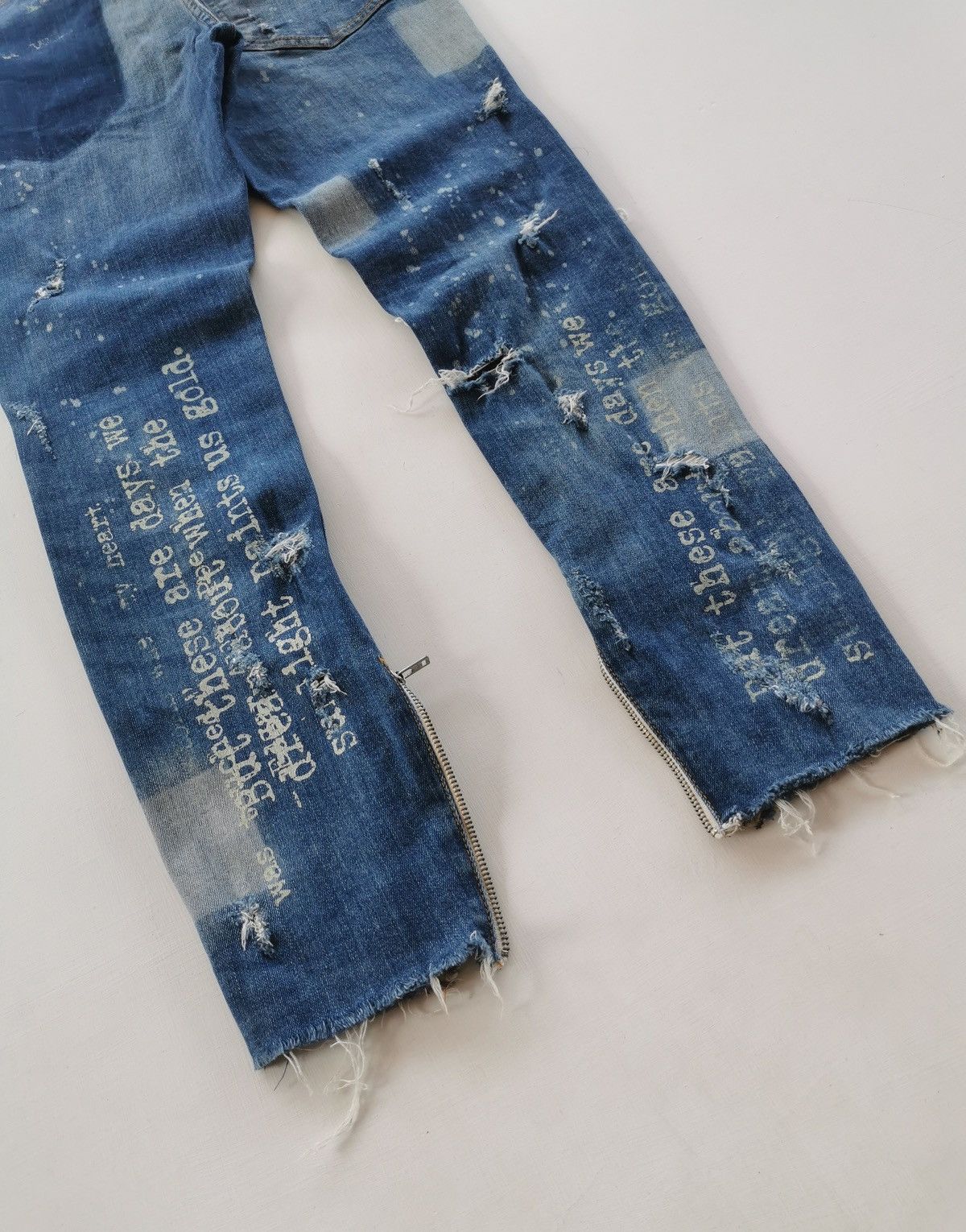 Seditionaries Thrashed Punk Zipper Text Distressed Zara Jeans Size US 32 / EU 48 - 6 Thumbnail