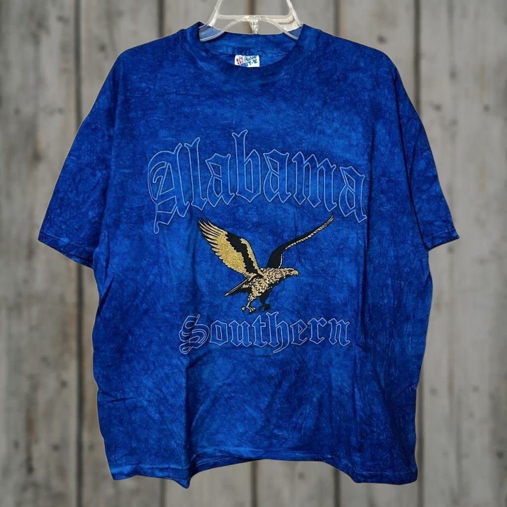 Hanes VINTAGE Hanes Alabama Southern college tie dye shirt XL Blue Men T-Shirt 90s Size XL Size US XL / EU 56 / 4 - 1 Thumbnail