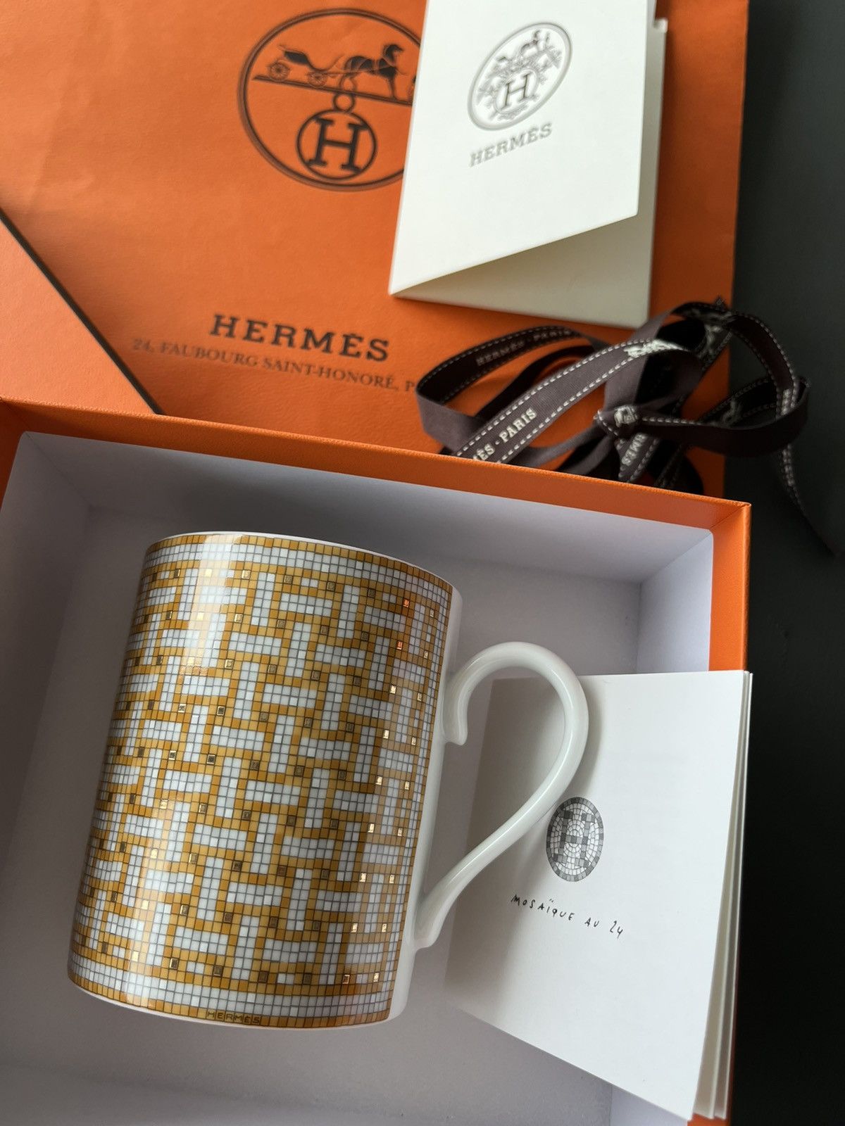 Hermes Hermes Brand New Mosaique 24k Gold Glass Mug Rare Giftable Size ONE SIZE - 22 Thumbnail