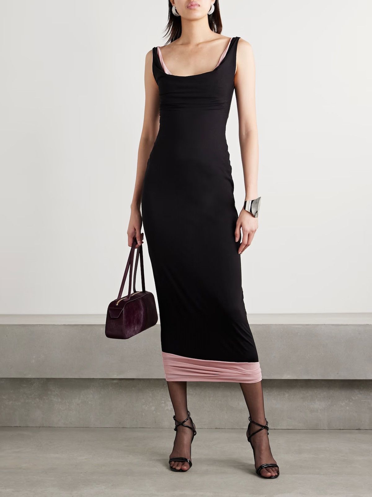 Magda Butrym Layered stretch-silk midi dress Size XS / US 0-2 / IT 36-38 - 2 Thumbnail