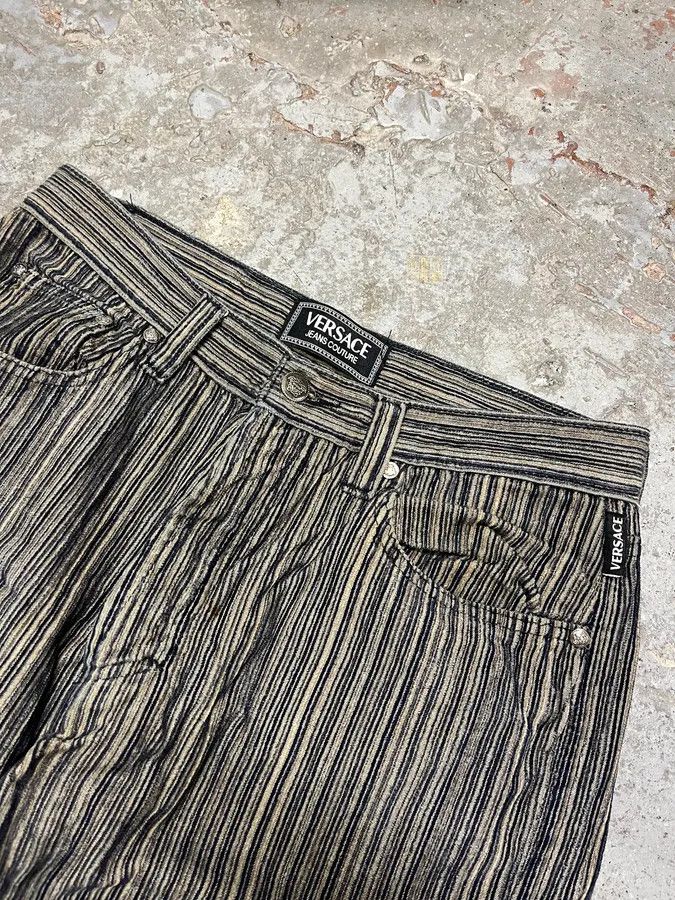 Vintage 2000s Versace Stripes Grey Pants Size US 30 / EU 46 - 6 Thumbnail