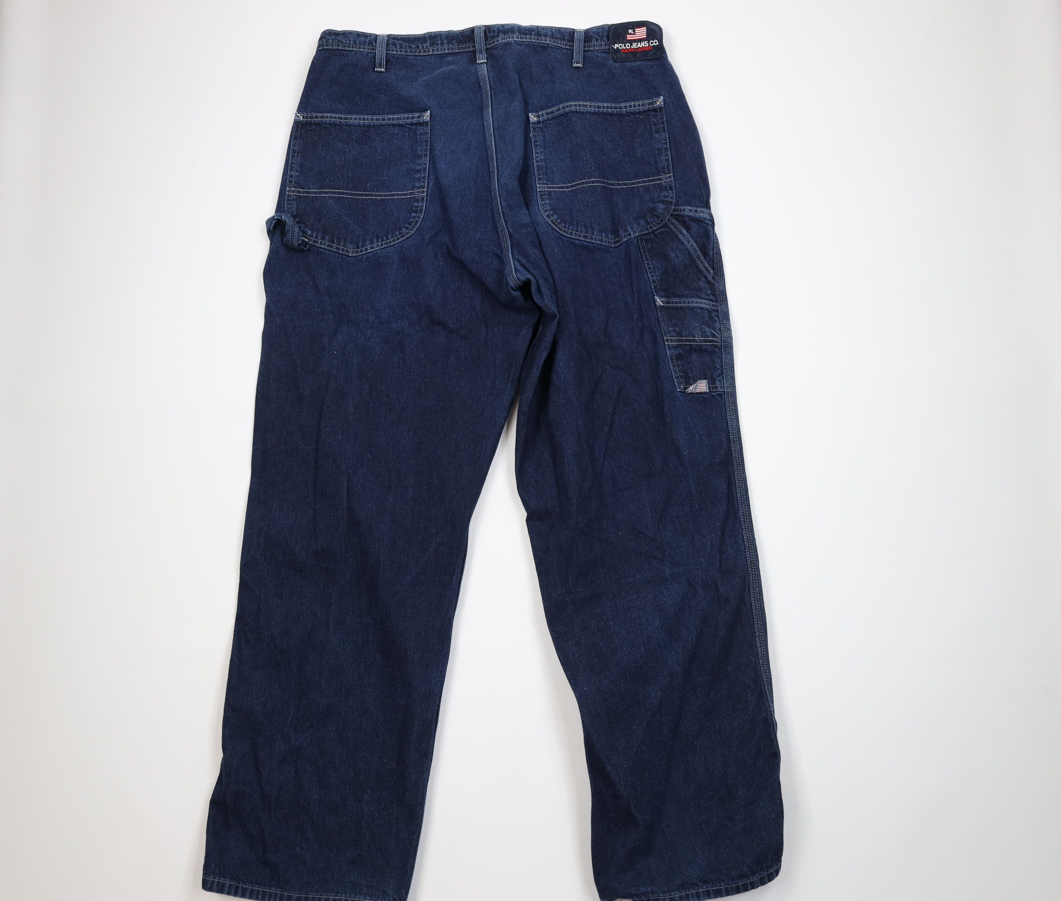 Ralph Lauren Vintage 90s Ralph Lauren Baggy Wide Leg Carpenter Jeans Size US 38 / EU 54 - 10 Thumbnail