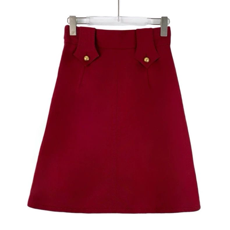 Gucci Gucci Red cotton hem split design casual skirt Size 25" / US 0 / IT 36 - 2 Thumbnail