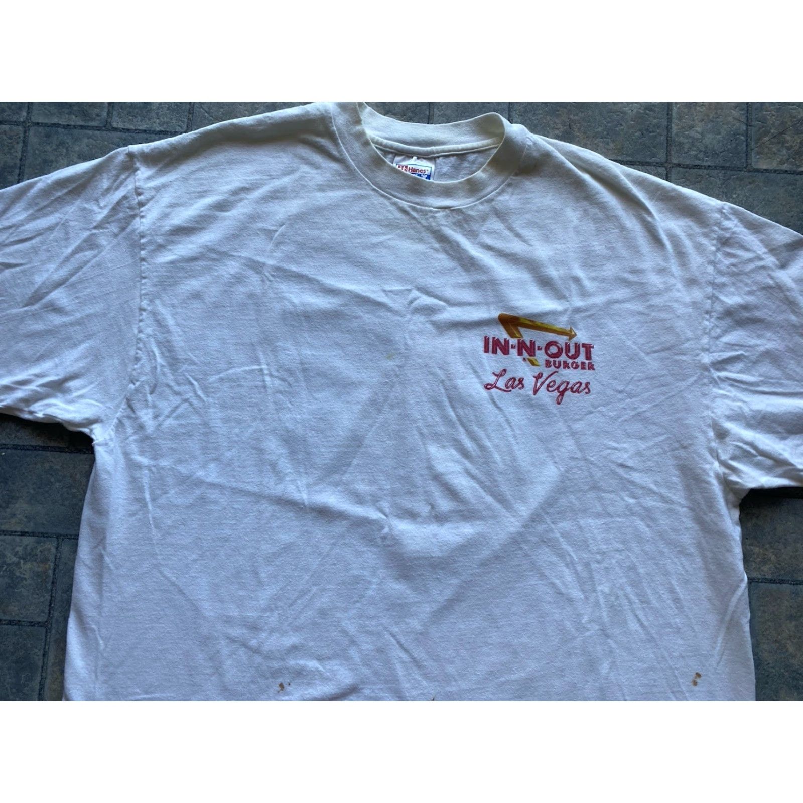 Hanes Hanes Beefy-T T-Shirt Men XL White Short Sleeve In N Out Las Vegas Fast Food Vintage? Size US XL / EU 56 / 4 - 7 Thumbnail