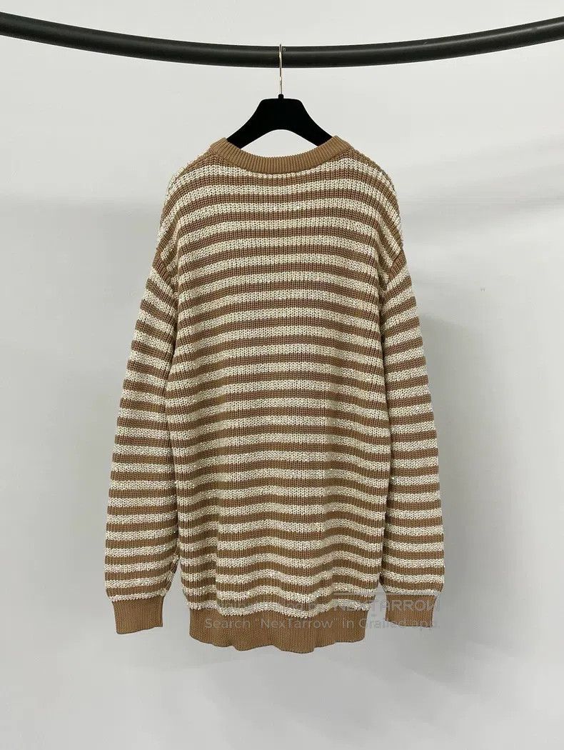 Brunello Cucinelli Brunello Cucinelli Old Qian style sequined striped sweater Size XL / US 12-14 / IT 48-50 - 2 Thumbnail