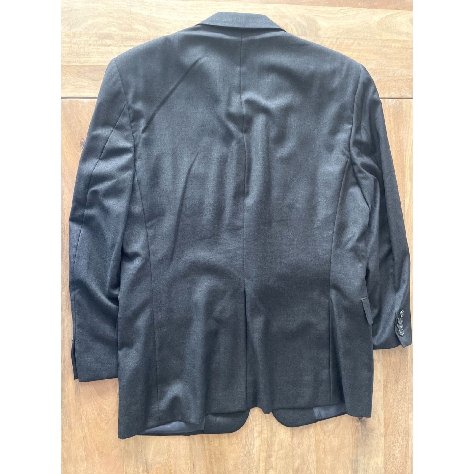 Vintage Hickey Freeman Blazer Jacket Men 42R Wool Gray Solid Notch Lapel Regular Single-Breasted Two-Button Front Front Two-Button Front Style Suit Jacket Size 42R - 2 Thumbnail