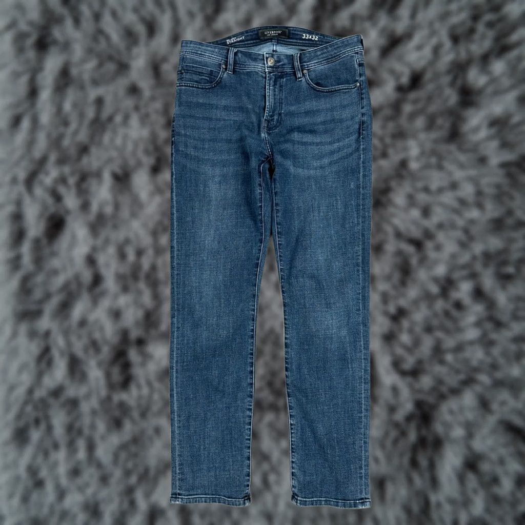 Vintage Liverpool Regent Relaxed Straight Jeans - Palo Alto Dark Blue, 33x32, Men, 78% Cotton, CoolMax, 1% Spandex, MS10004 Size US 33 - 1 Thumbnail