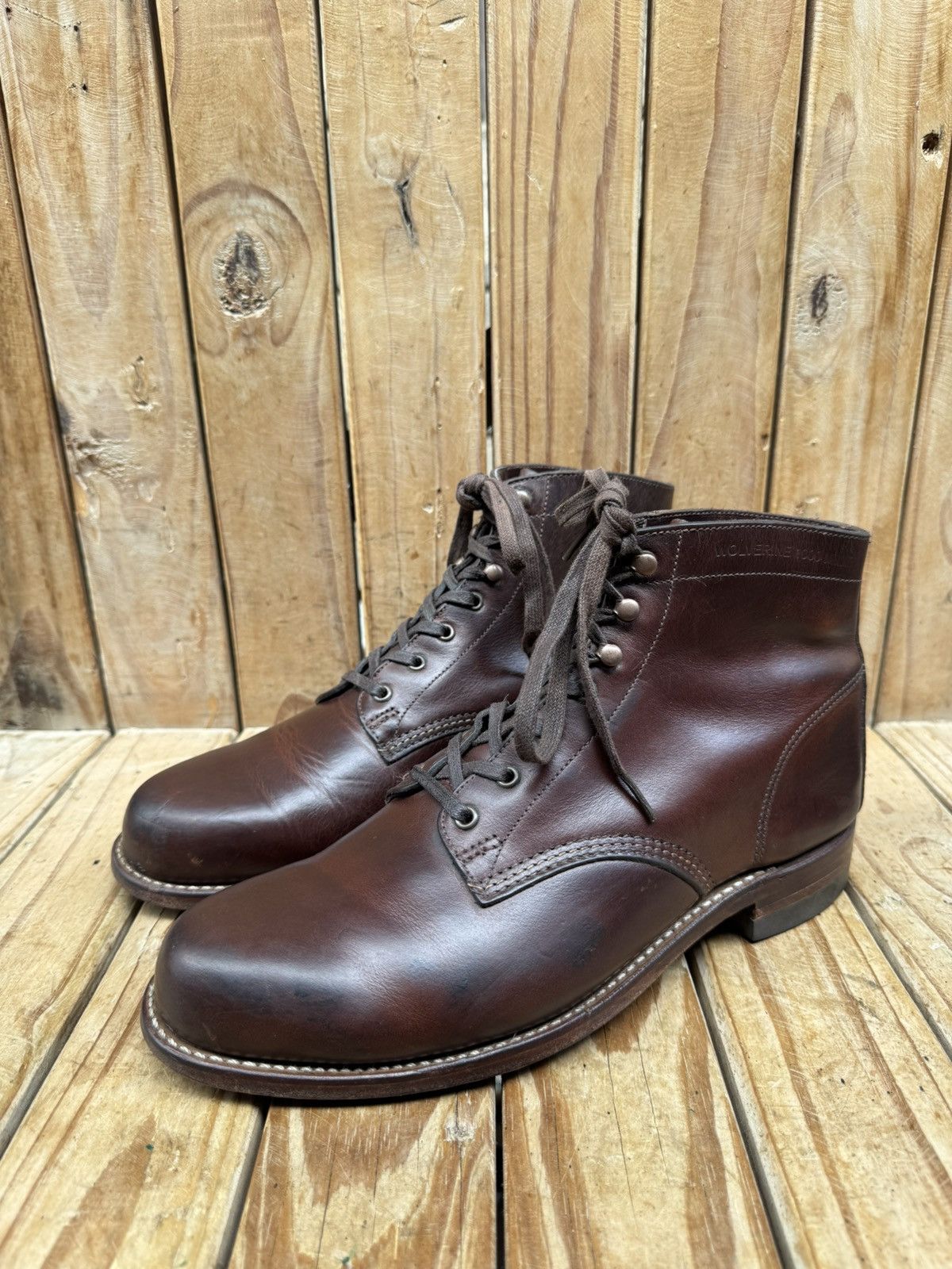 Wolverine Men\'s 1000 Mile Plain Toe Boot Brown Leather Made in USA 11 D US WOLVERINE 1000 Mile Plain-Toe Classic Boots main image 2