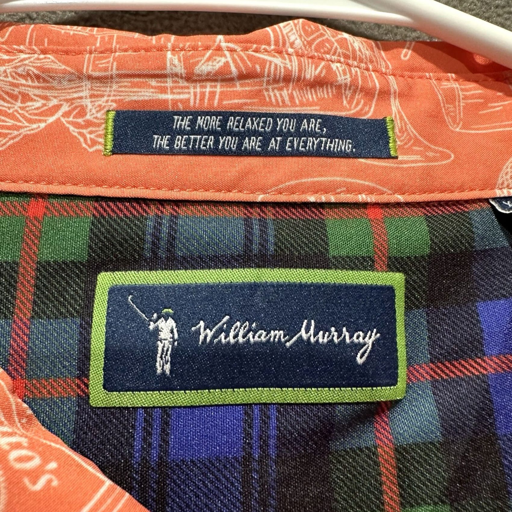 Vintage William Murray Polo Shirt Mens XL Orange Hometown Golf Cocktail Print AOP Size US XL / EU 56 / 4 - 5 Thumbnail