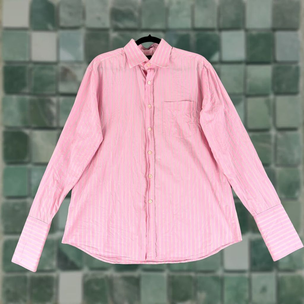 Paul Smith Paul Smith Mens Dress Shirt 16.5 Pink Stripe Long Sleeve Cotton Size 46R - 1 Thumbnail