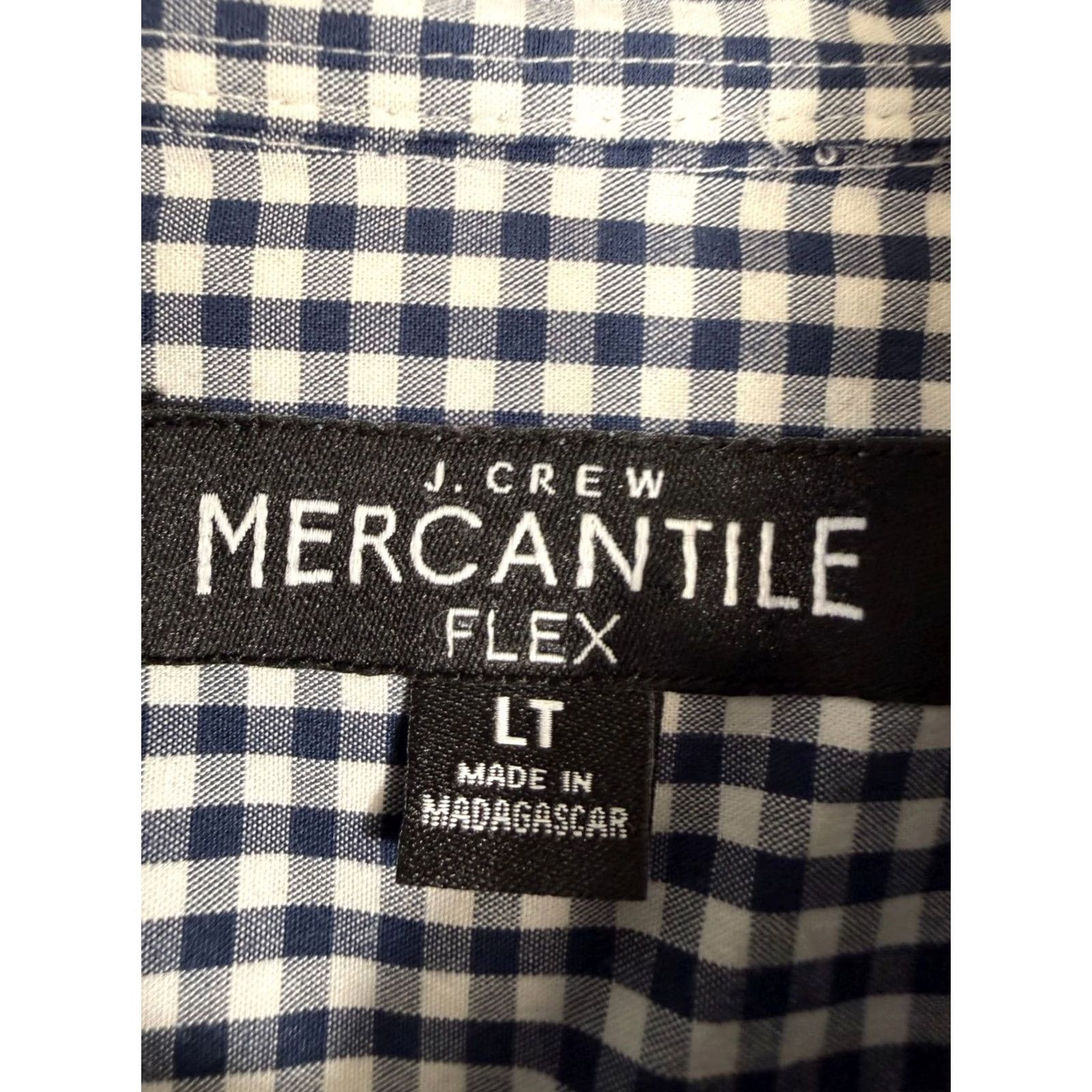 J.Crew J.CREW Shirt Mens LT Blue Mercantile Flex Navy Gingham Check Stretch Button Down Size US L / EU 52-54 / 3 - 5 Thumbnail