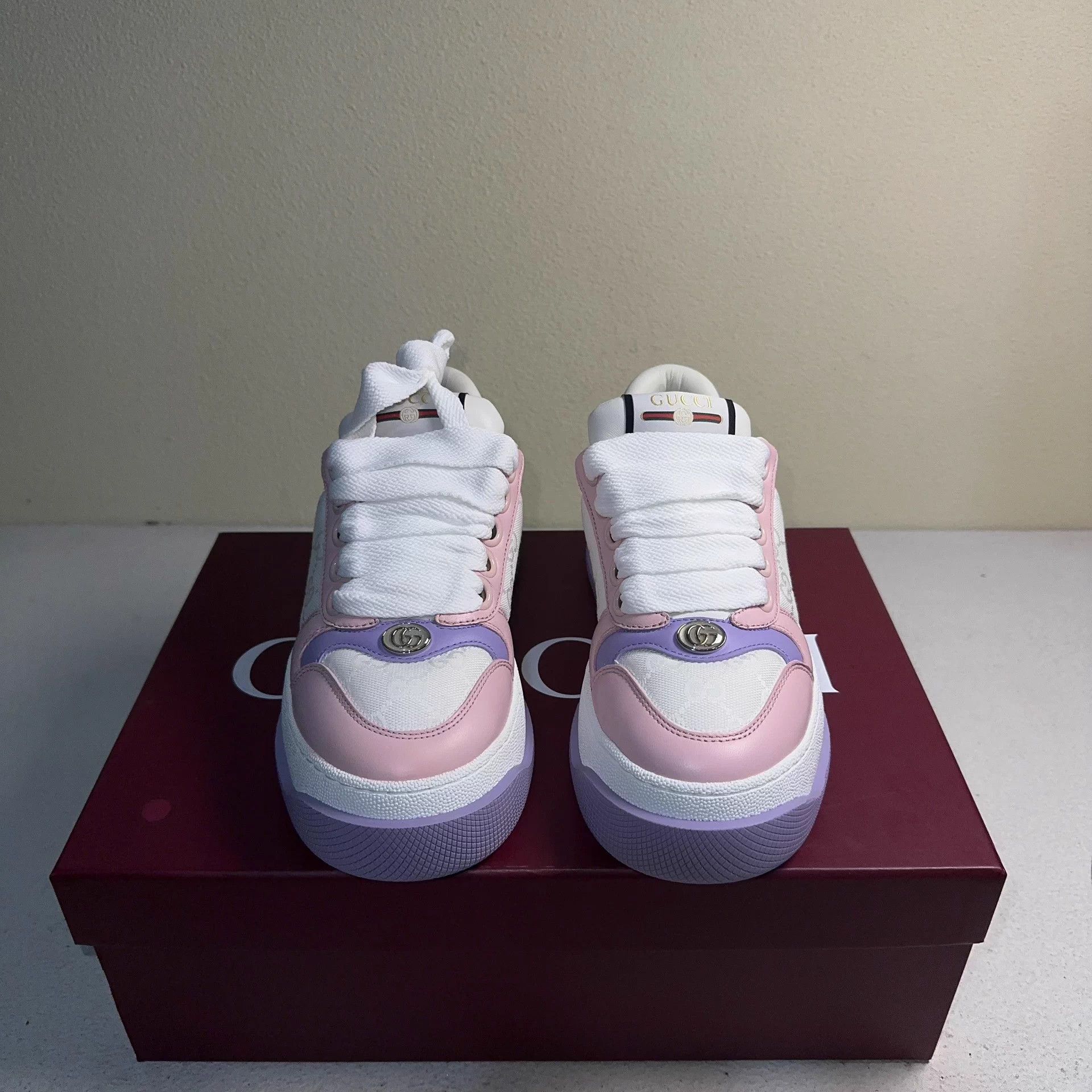 Gucci GUCCI Screener Women's Pink Purple Low-Top Sneakers Size US 5.5 / IT 35.5 - 2 Thumbnail