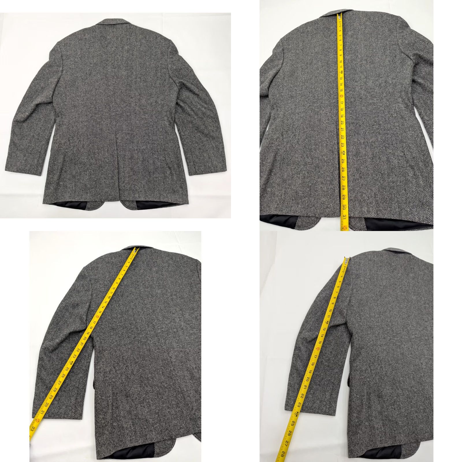 Lands' End Lands' End Wool Tweed Herringbone Sport Coat Men 43R Regular Notch 2-Button Single-Breasted Gray Wool/Lambswool Vintage Vtg Coat Size US XS / EU 42 / 0 - 9 Thumbnail
