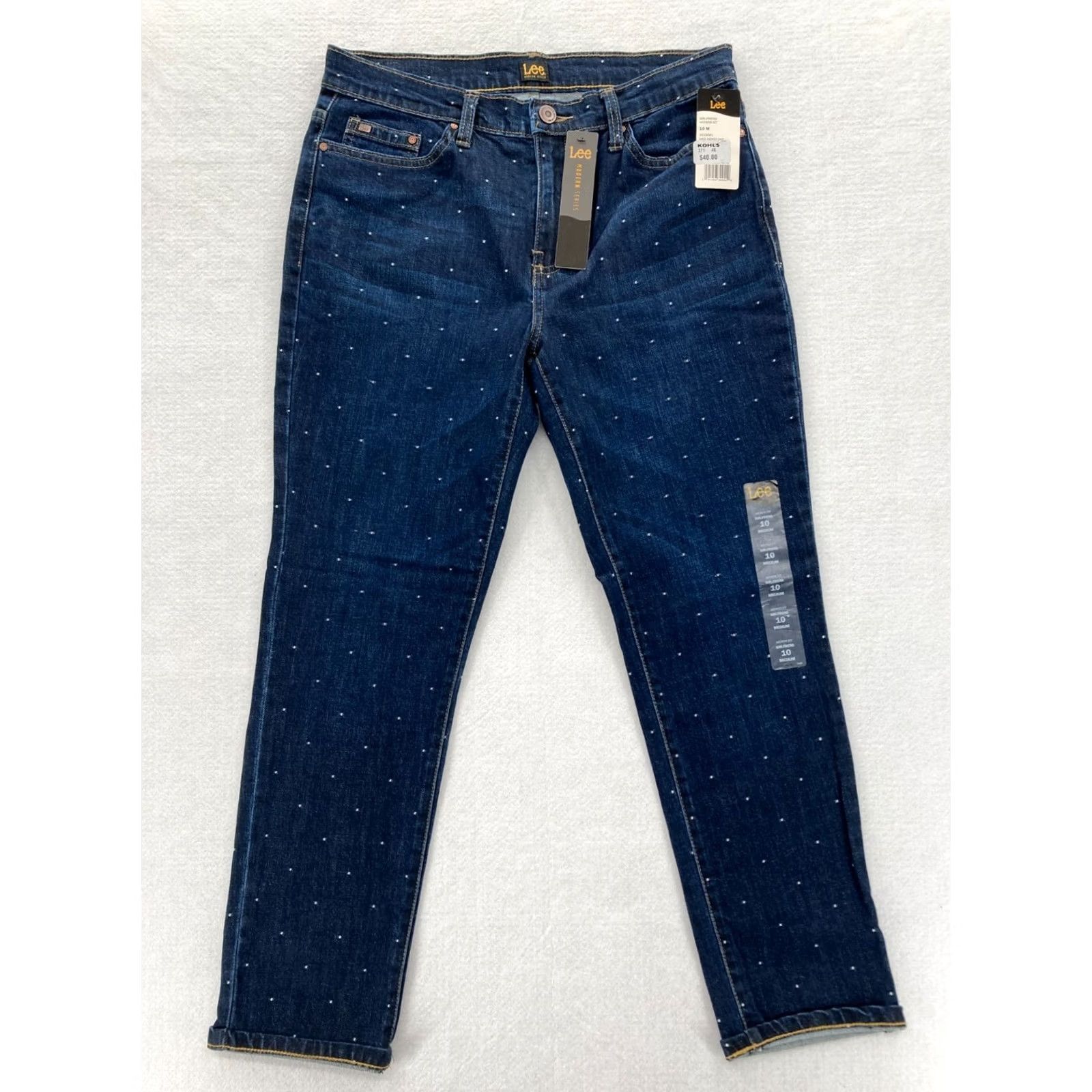 Lee Lee Modern Series Jeans Women's 10 Girlfriend Dark Wash Blue Stretch Denim Pants Size 32" / US 10 / IT 46 - 2 Thumbnail