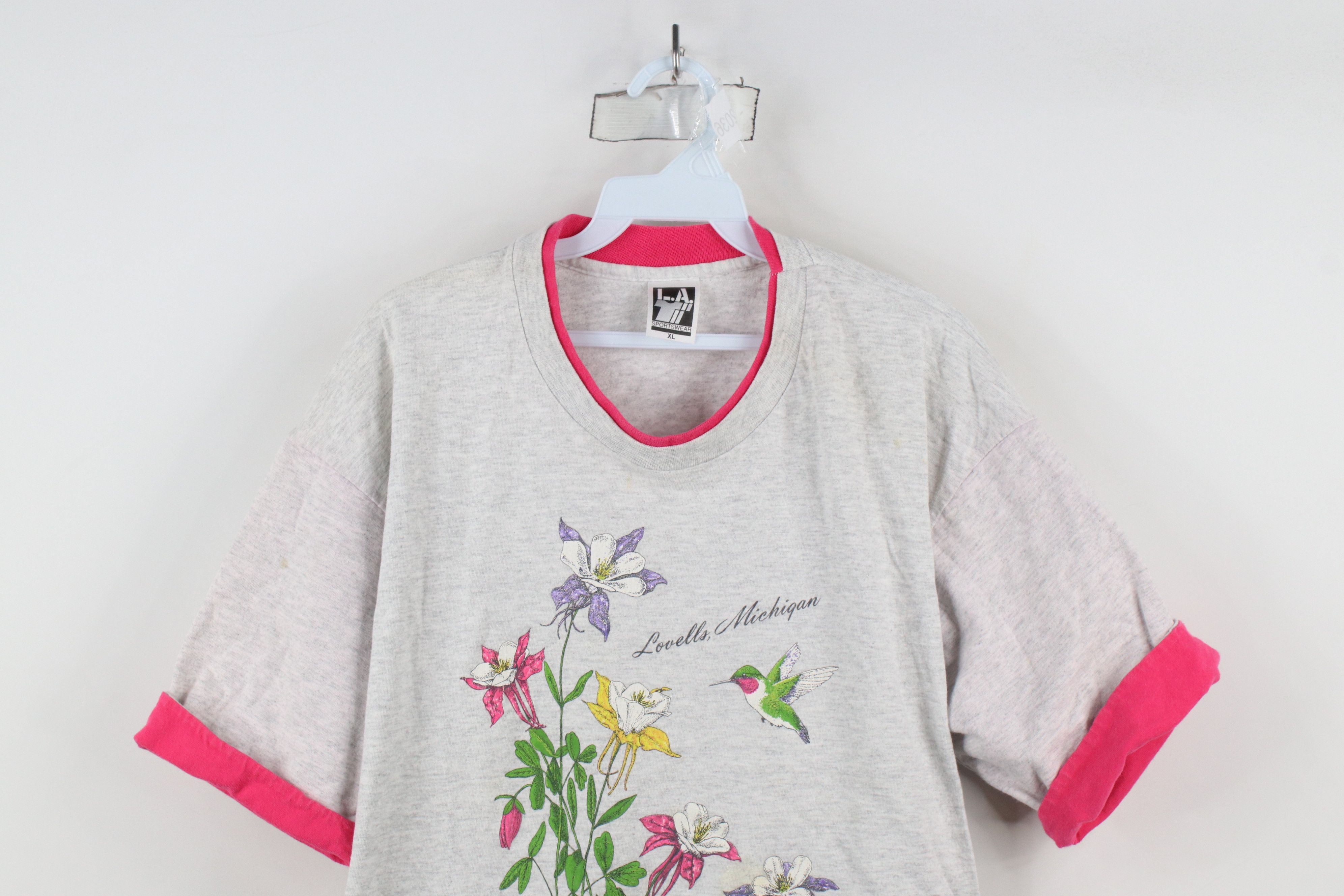 Vintage Vintage 90s Streetwear Nature Hummingbird Flower T-Shirt USA Size XL / US 12-14 / IT 48-50 - 2 Thumbnail