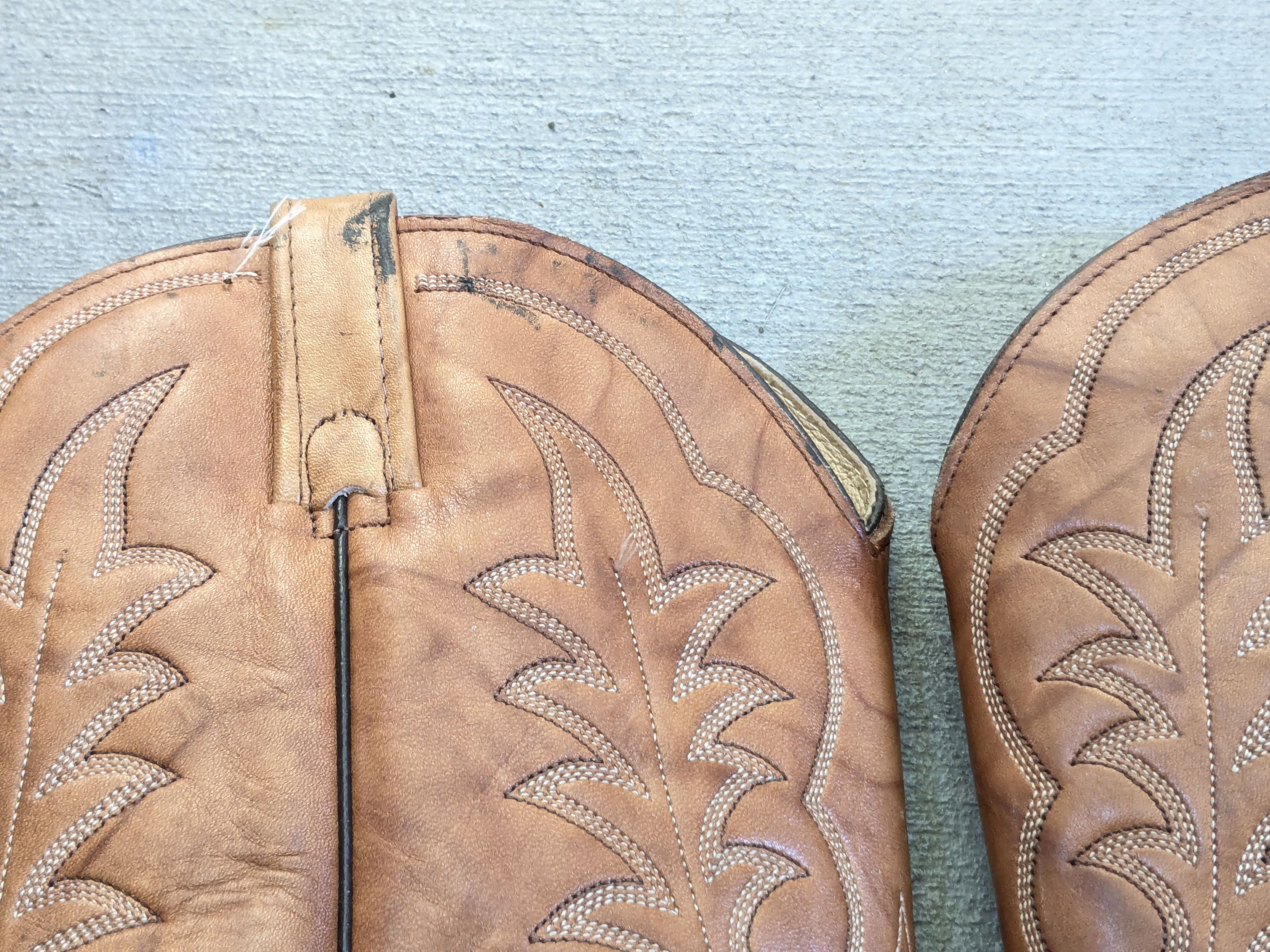 Vintage J Chisholm Cowboy Boots Brown Tan 9.5 D Leather Size US 9.5 / EU 42-43 - 3 Thumbnail