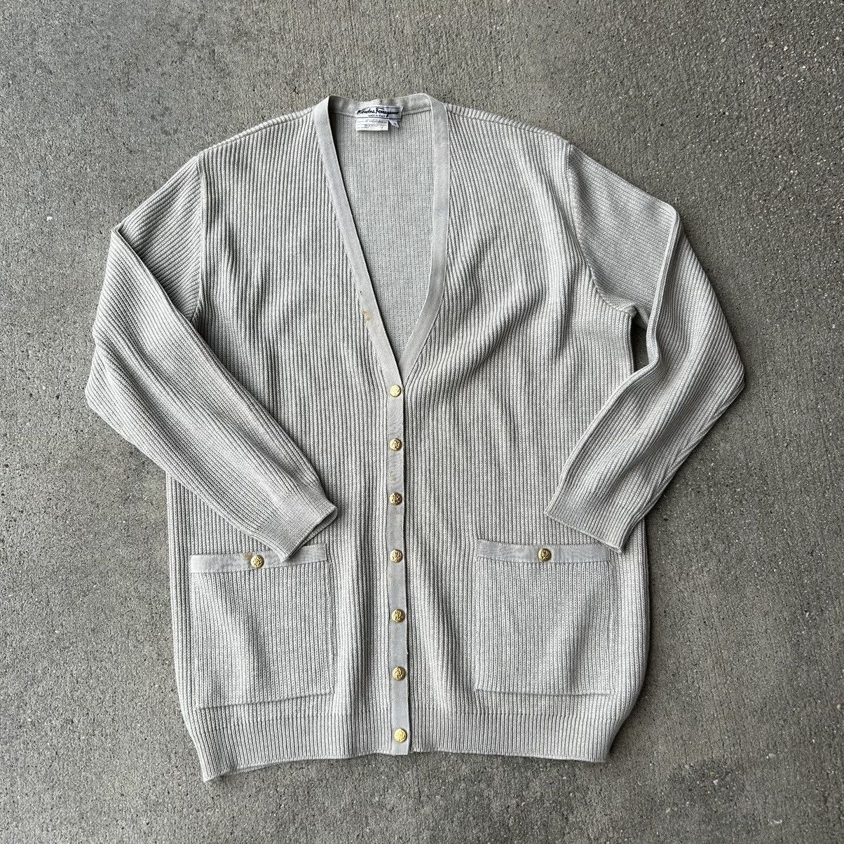 Salvatore Ferragamo × Vintage Vintage 90s Salvatore Ferragamo gray 100% wool sweater. Size US S / EU 44-46 / 1 - 1 Thumbnail
