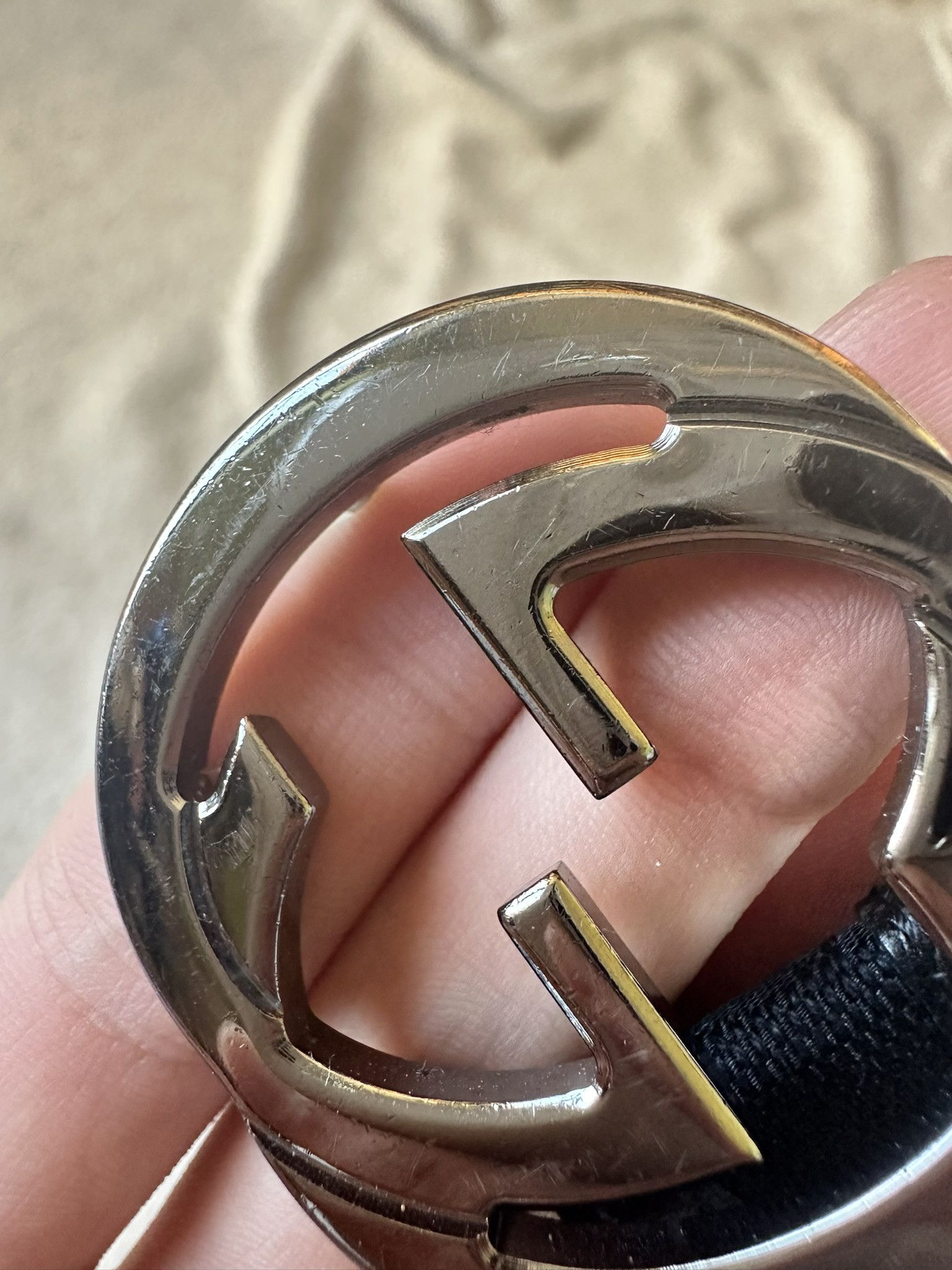 Gucci Gucci Belt Thin Monogram Leather and Canvas Black Size ONE SIZE - 5 Thumbnail