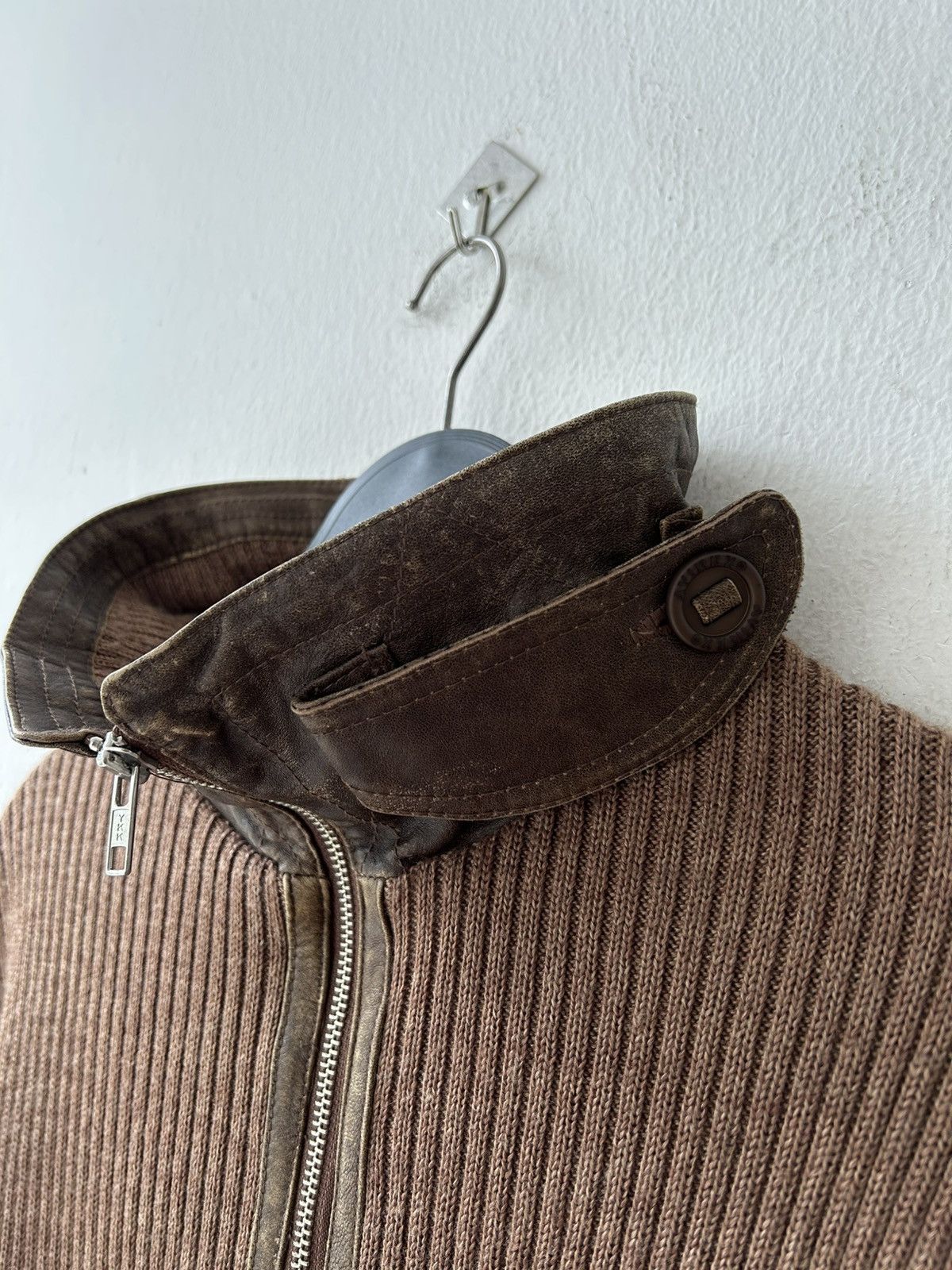 Avirex Avirex Knit Brown Leather Zipper Size US L / EU 52-54 / 3 - 6 Thumbnail