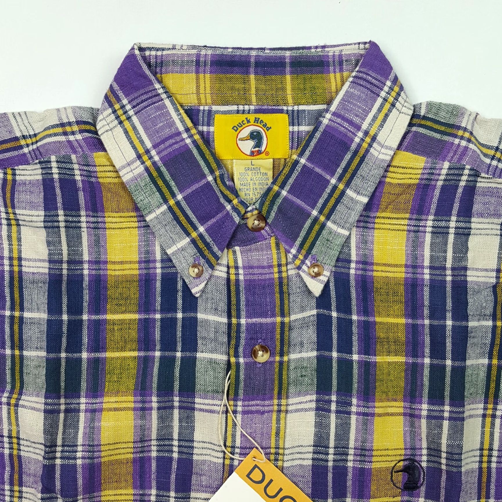 Vintage VINTAGE Duck Head Plaid Purple Button Up Men's Large Long Sleeve Work Shirt Size US L / EU 52-54 / 3 - 5 Thumbnail