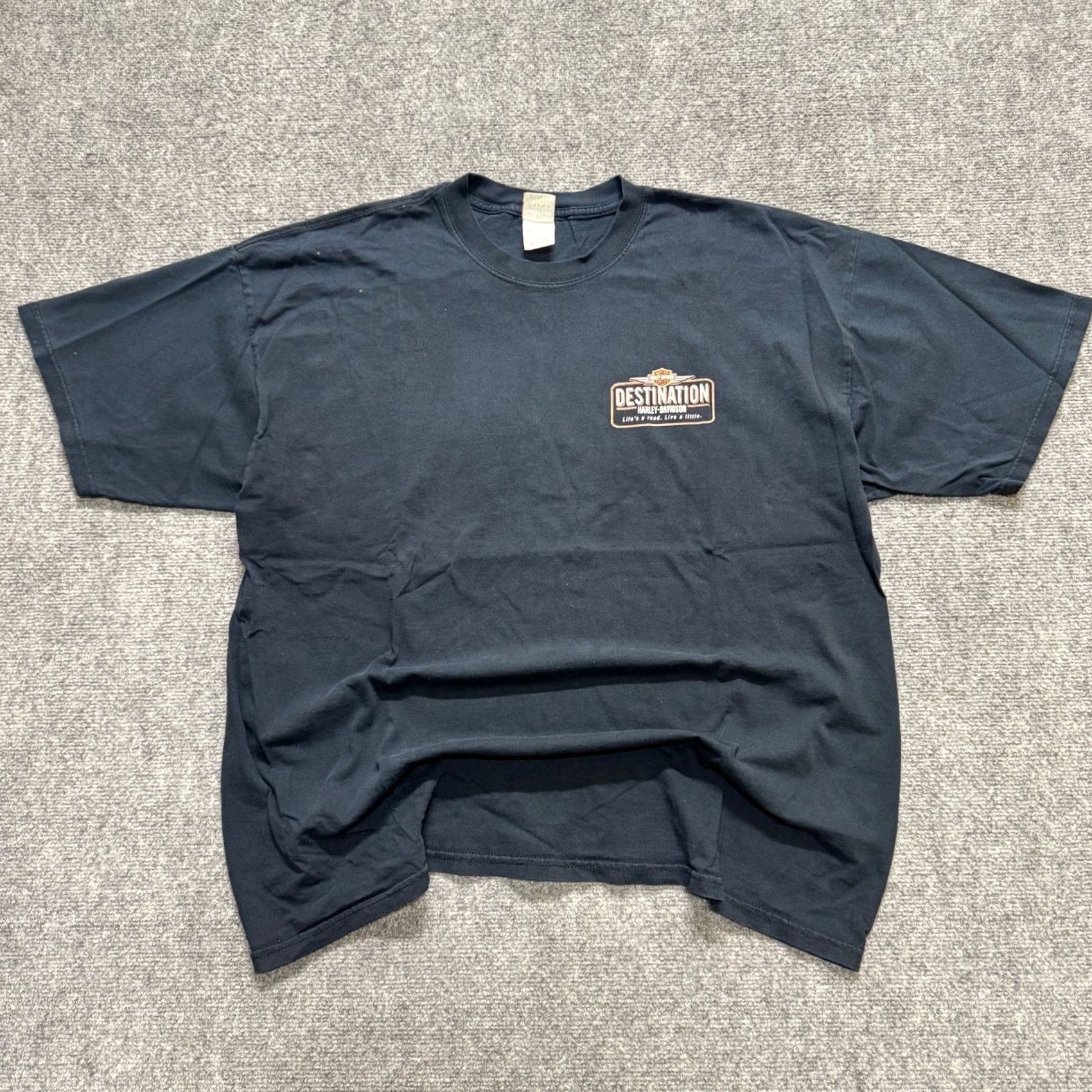 Gildan Harley Davidson T-Shirt Men 2XL Black 100% Cotton Life's a Road Biker Distressed Stained Gildan Size US XXL / EU 58 / 5 - 2 Thumbnail