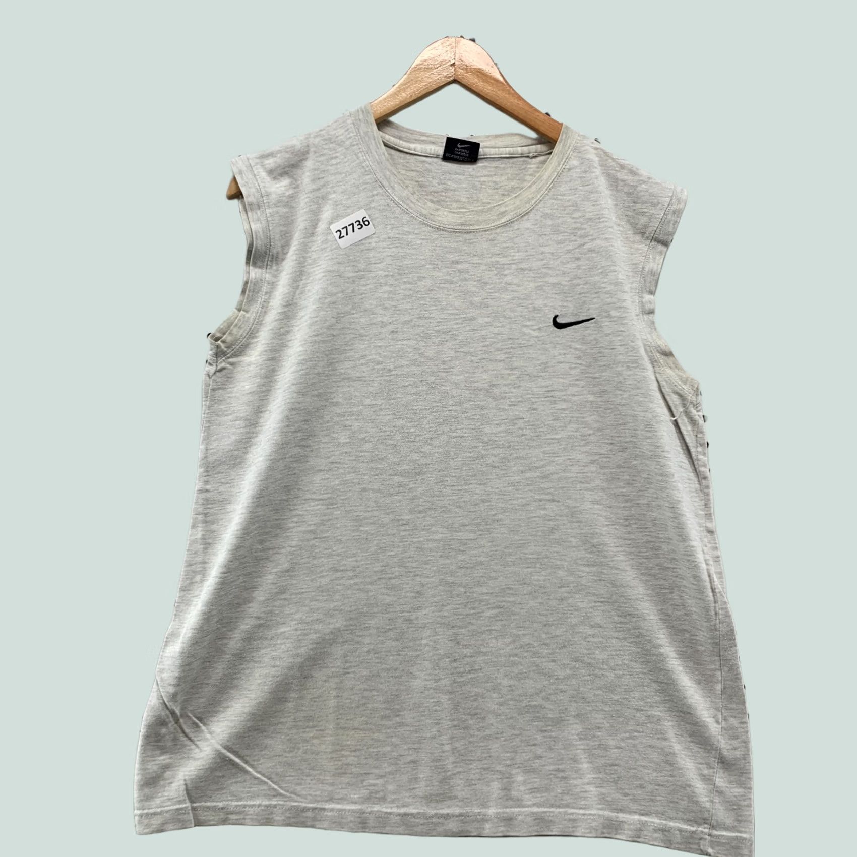 Nike VINTAGE Nike Shirt Gray Black Embroidered Swoosh Womens Large Size L / US 10 / IT 46 - 1 Thumbnail