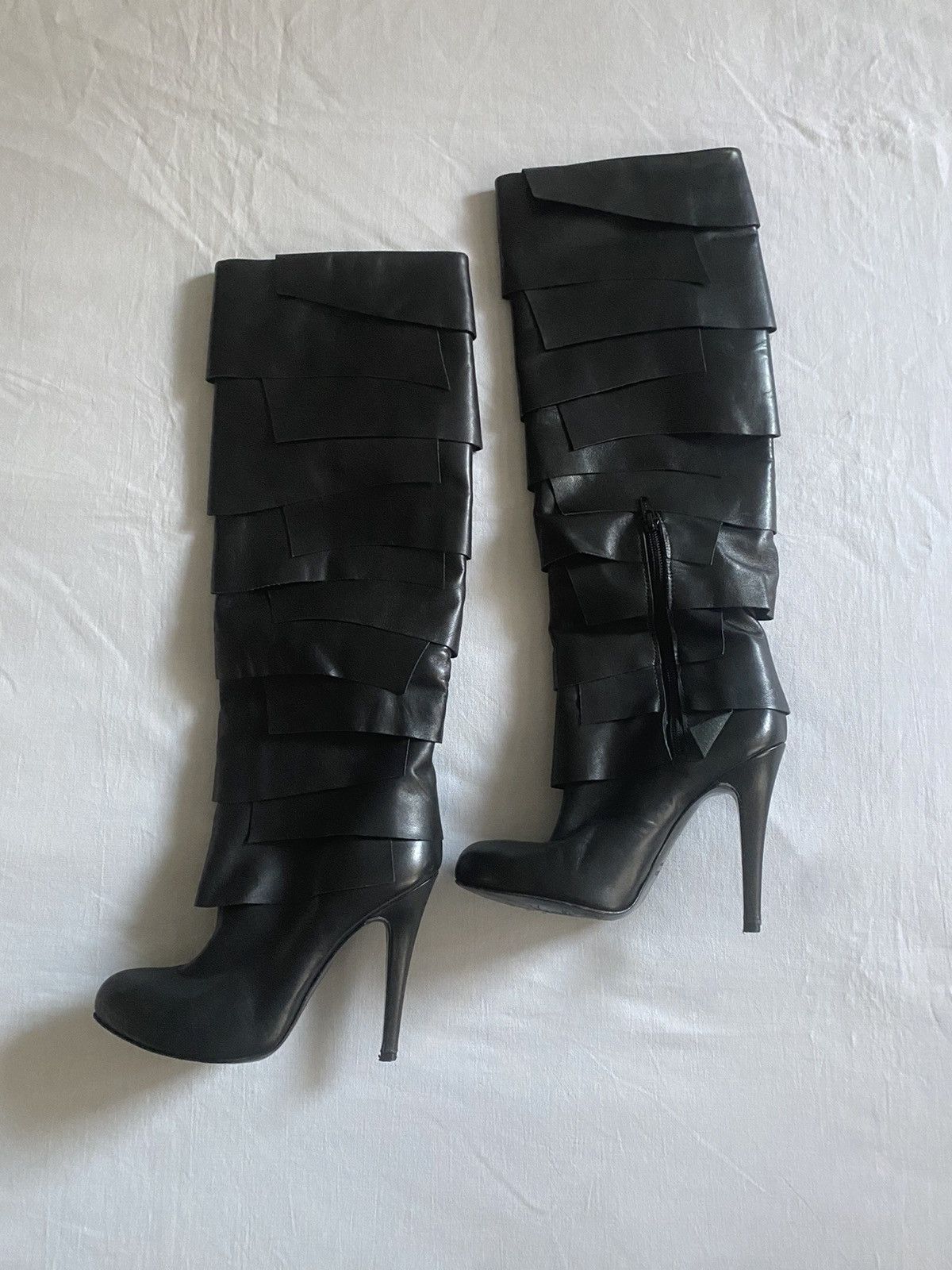 Designer × John Galliano × Vintage Crazy Y2K John Galliano Designer Black Leather Boots Size US 5 / IT 35 - 8 Thumbnail