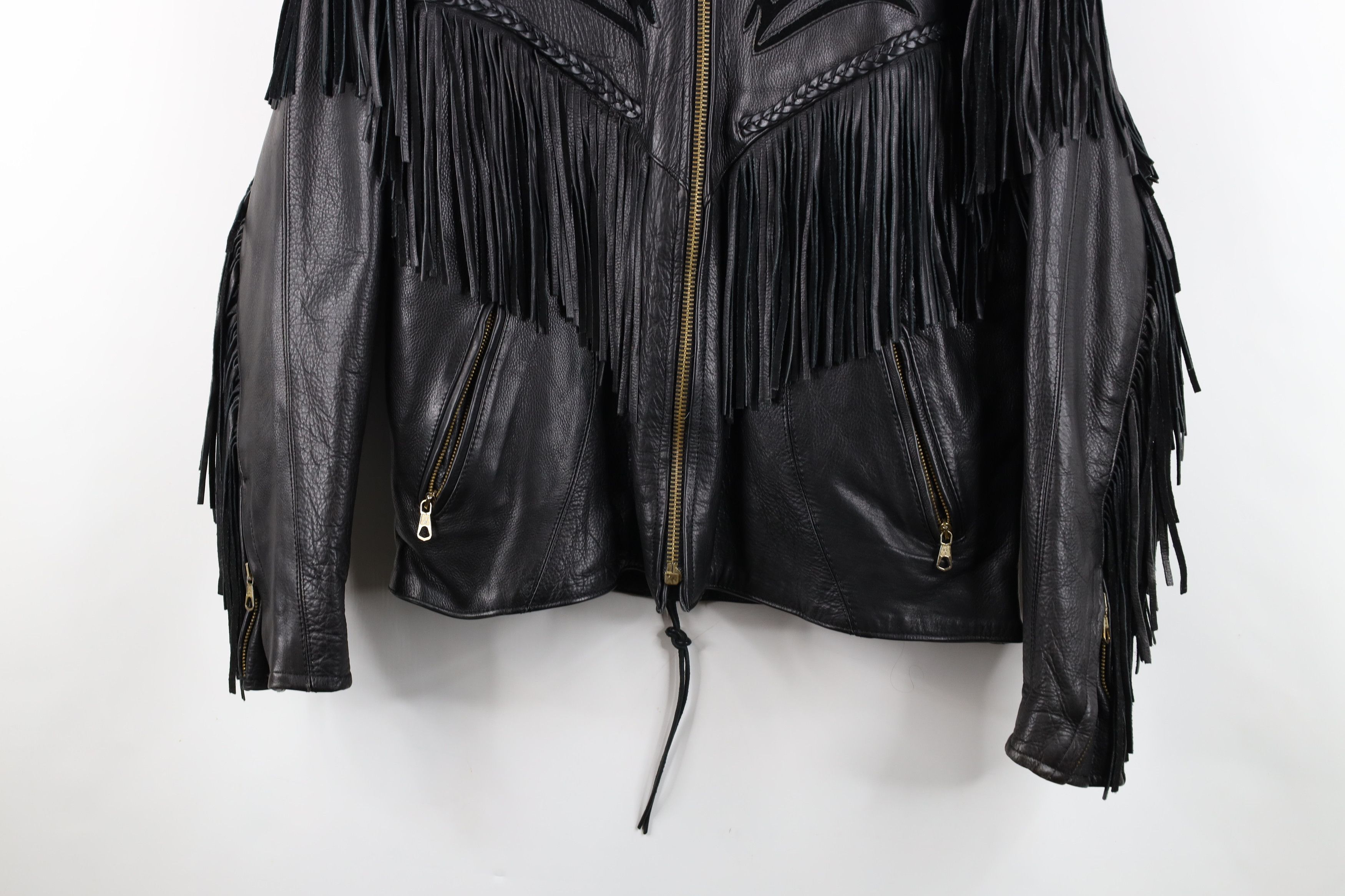Vintage Vintage 90s Streetwear Fringed Rose Flower Motorcycle Jacket Size XXL / US 16-18 / IT 52-54 - 3 Thumbnail