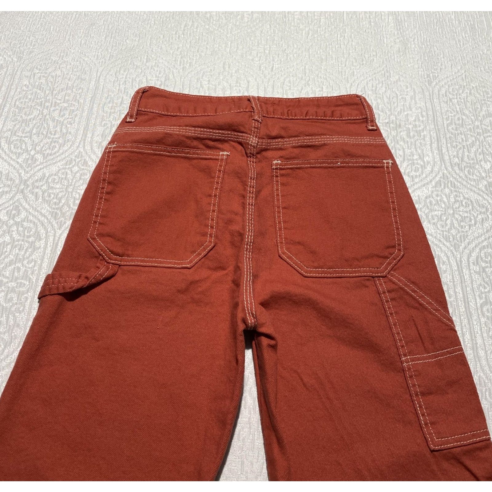 Vintage S.O.N.G Pants Carpenter 90s High Rise Juniors Size 1 Womens Rust Red Straight Leg Pockets Workwear Size 42" / US 20 - 3 Thumbnail