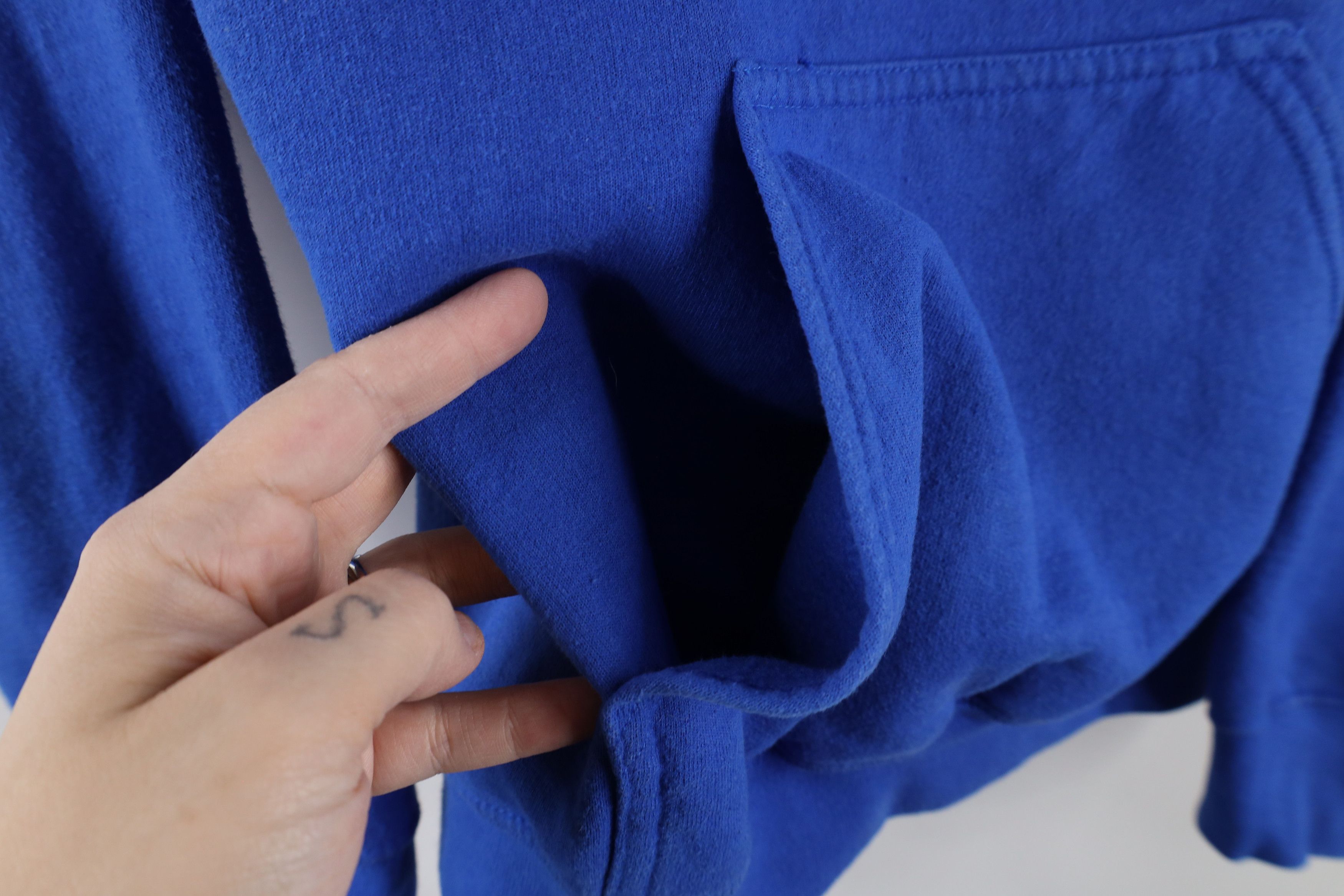 Vintage Vintage 90s Streetwear Blank Hoodie Sweatshirt Royal Blue Size US S / EU 44-46 / 1 - 6 Thumbnail