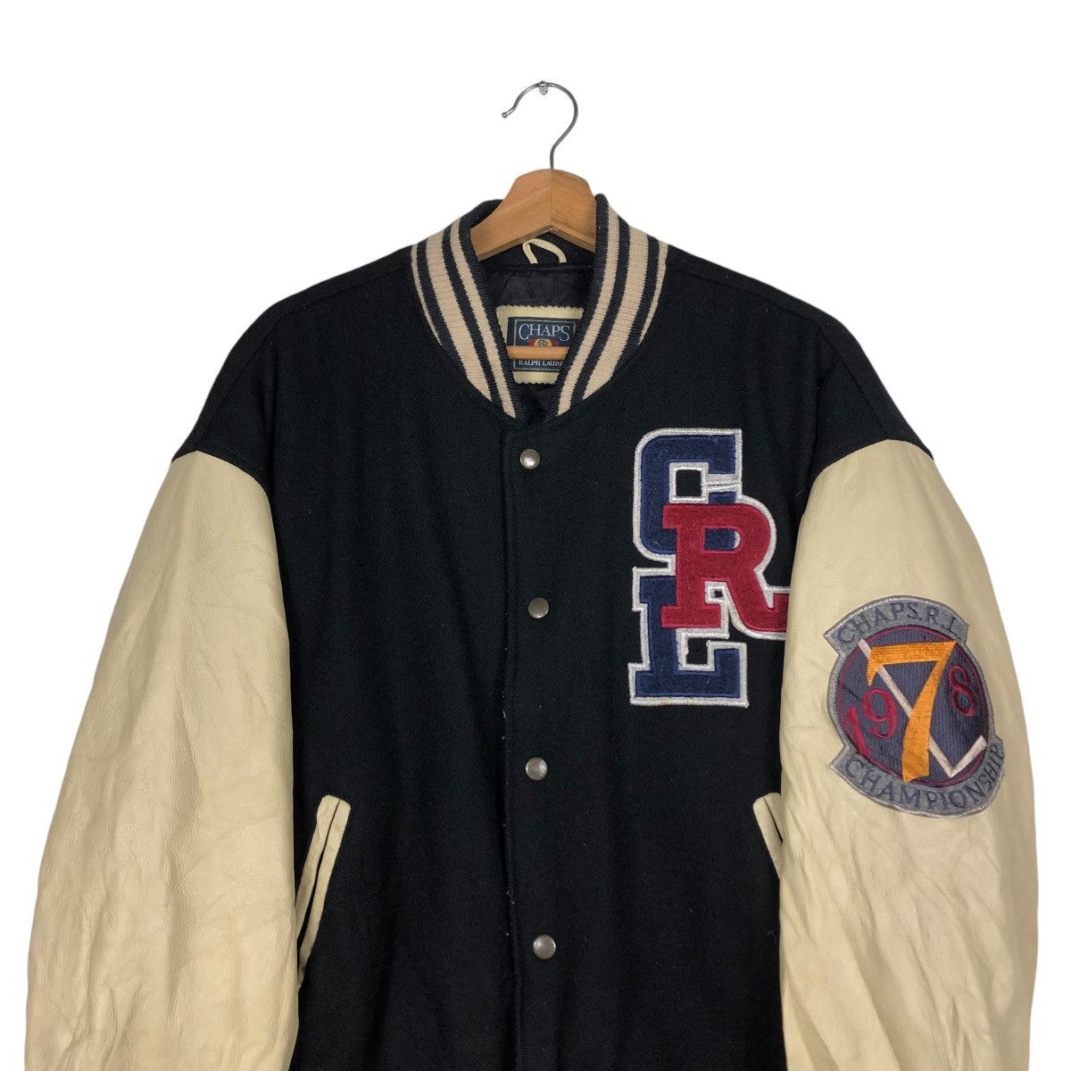 Chaps Ralph Lauren 🔥VINTAGE JUMPER VARSITY LEATHER JACKET CHAPS RALPH LAUREN Size US L / EU 52-54 / 3 - 18 Thumbnail