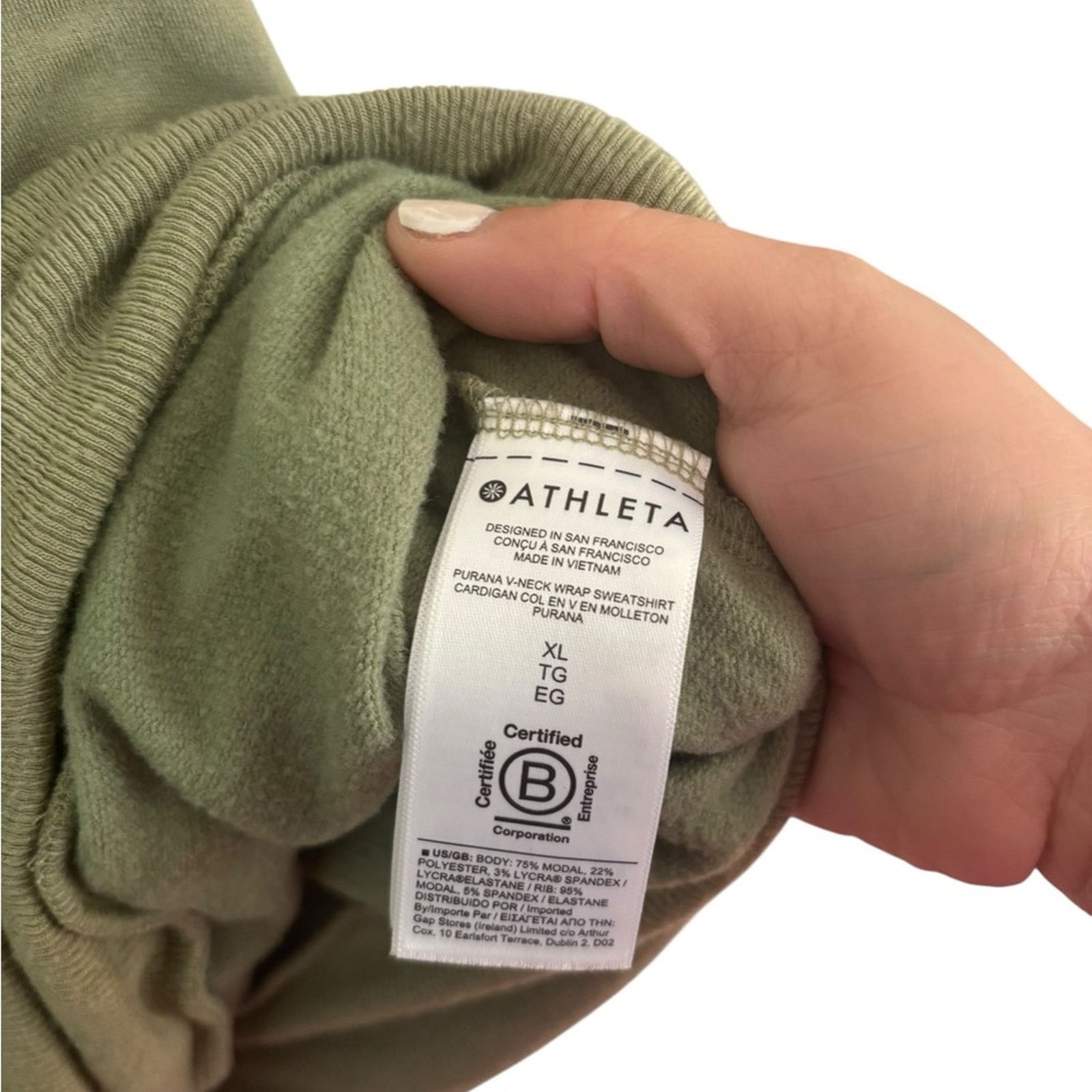 Athleta Athleta Womens Green V-Neck Wrap Athleisure Sweatshirt Size XL / US 12-14 / IT 48-50 - 4 Thumbnail