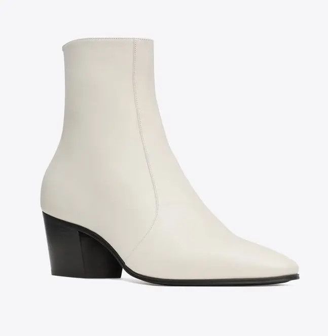 Saint Laurent Paris oc11z0126 732111 Vassili Boots In Smooth Leather in Pearl Size US 9 / EU 42 - 2 Thumbnail