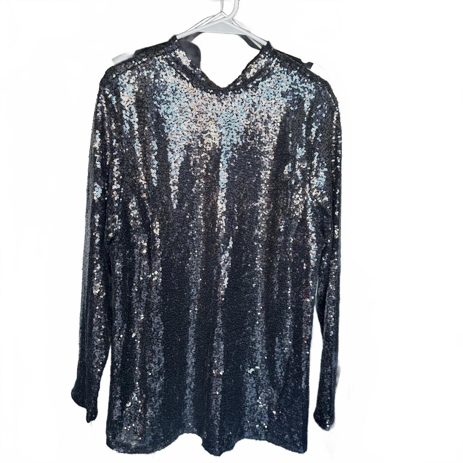 Designer Lane Bryant Sequin Top - Size 16 - Glamorous Black Sparkle Size XXL / US 16-18 / IT 52-54 - 1 Preview