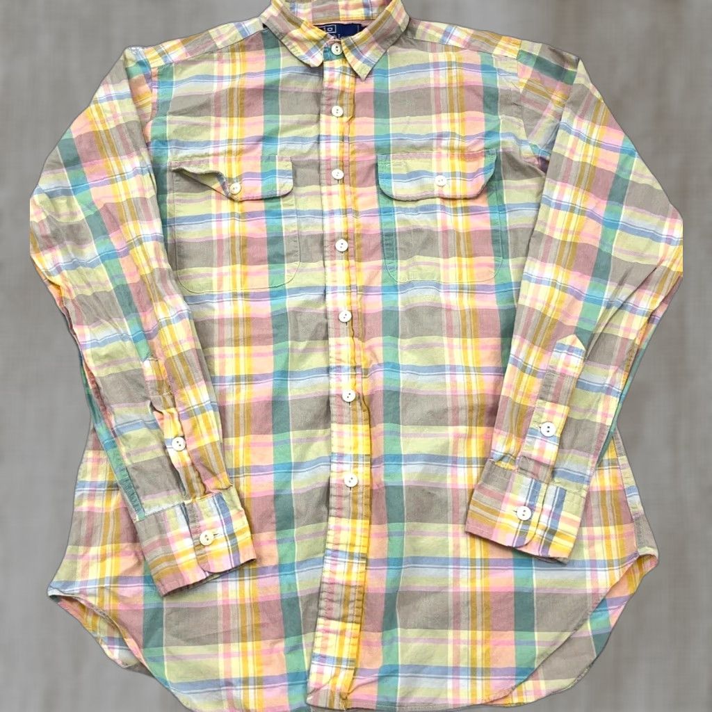 Polo Ralph Lauren VINTAGE Polo Ralph Lauren Button-Up Shirt Men Medium Yellow Tartan 90s Casual Size US M / EU 48-50 / 2 - 1 Thumbnail