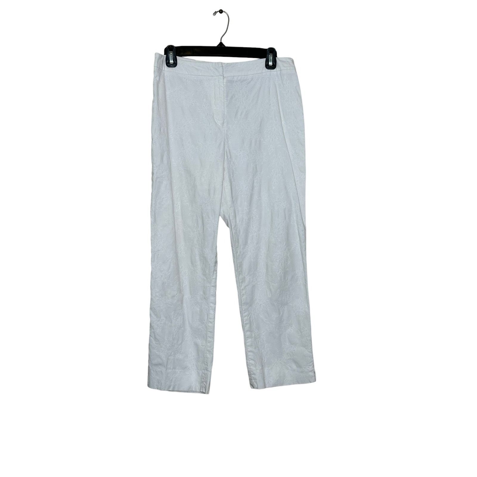 Jones New York Jones New York white floral textured cropped pants size 6 Size 28" / US 6 / IT 42 - 6 Thumbnail