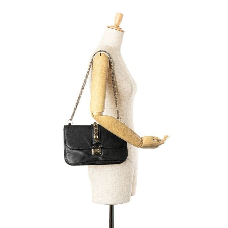 Valentino Valentino Leather Rockstud Chain Shoulder Bag Black Size ONE SIZE - 8 Thumbnail