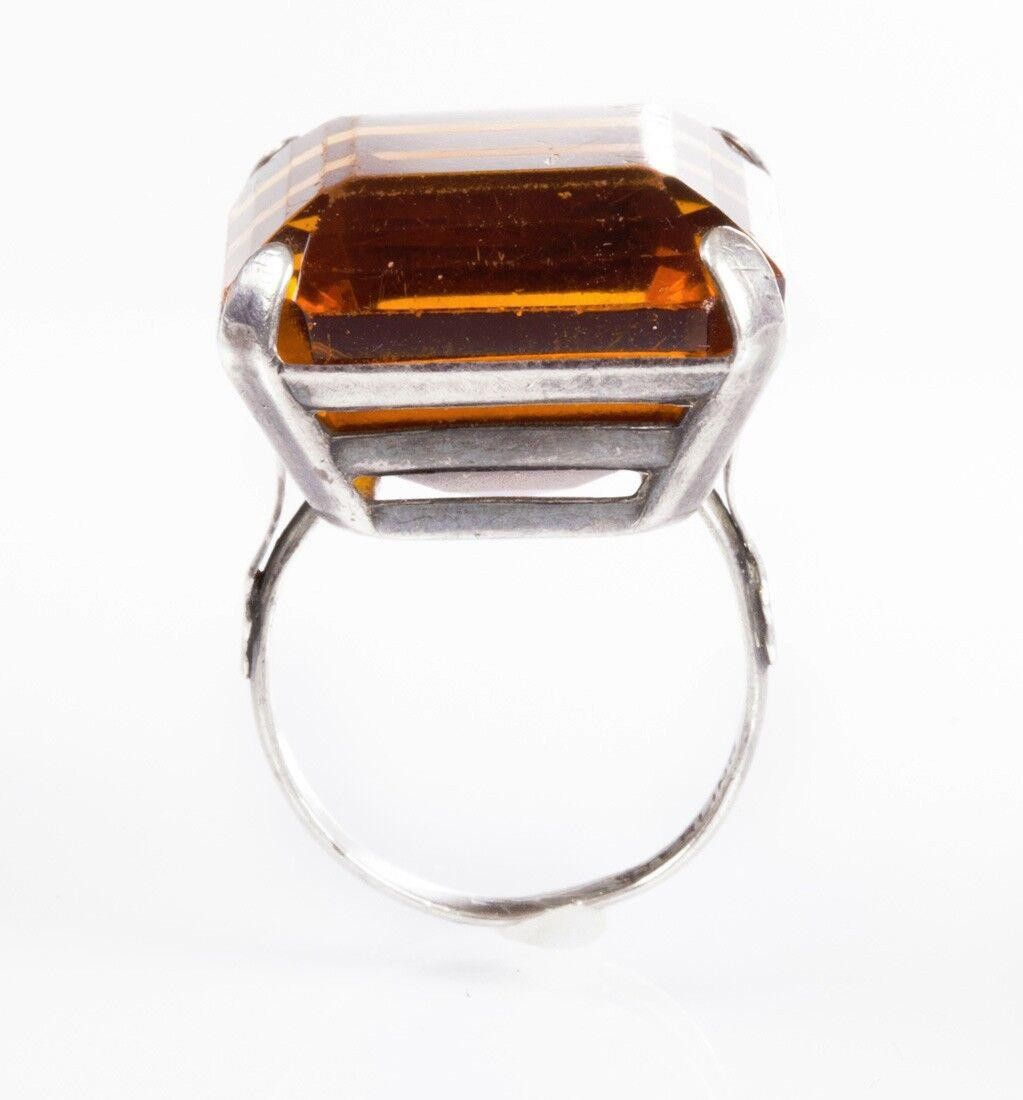 Designer Massive Art Deco Faux Mandarin Citrine Cocktail Ring Size ONE SIZE - 3 Thumbnail