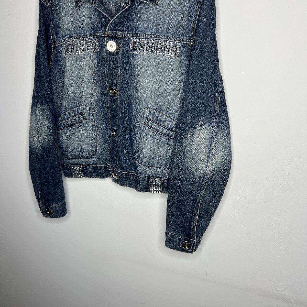 Dolce & Gabbana × Vintage Vintage Dolce Gabbana Denim Jacket Swarovski Big Logo Size M / US 6-8 / IT 42-44 - 3 Thumbnail