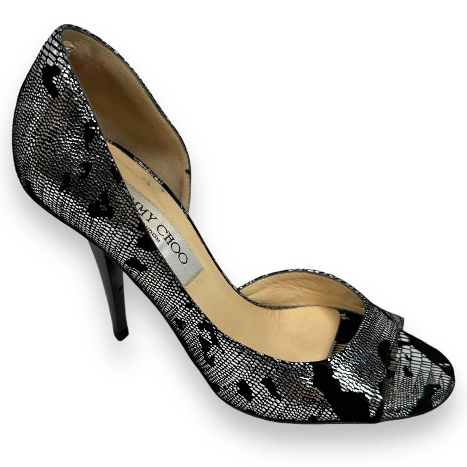 Jimmy Choo Jimmy Choo Gino Heels Pumps Black Metallic Snakeskin 35.5 Size US 5.5 / IT 35.5 - 1 Thumbnail