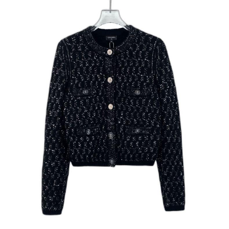Chanel Chanel Black Sequin Chenille Jacket -2505 Size US XXS / EU 40 - 1 Thumbnail