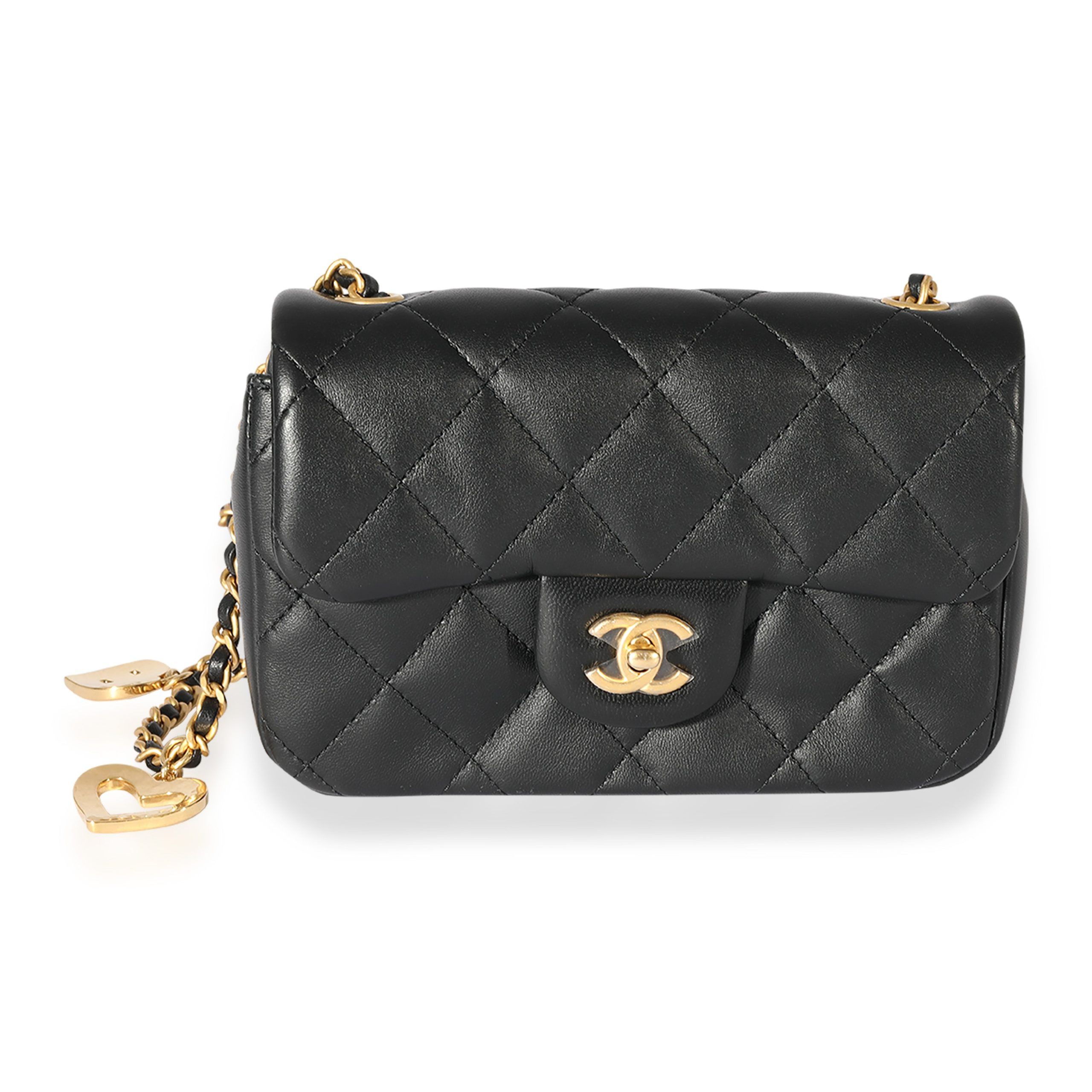 image of Chanel Black Quilted Lambskin Mini Flap Bag, Women's