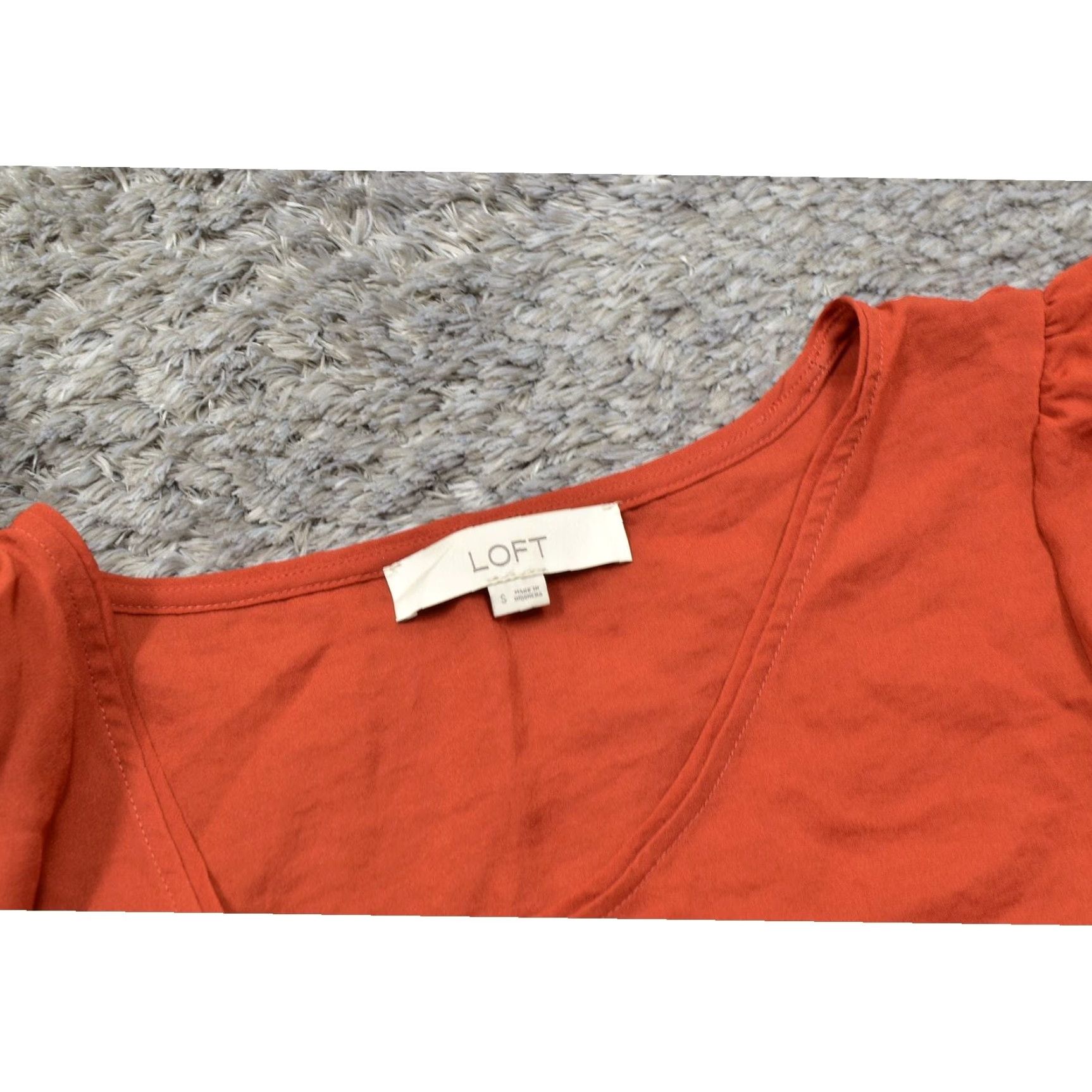 Loft Loft Women's Orange Polyester Blouse Small Long Sleeve Crew Neck Solid Top Size S / US 4 / IT 40 - 4 Thumbnail