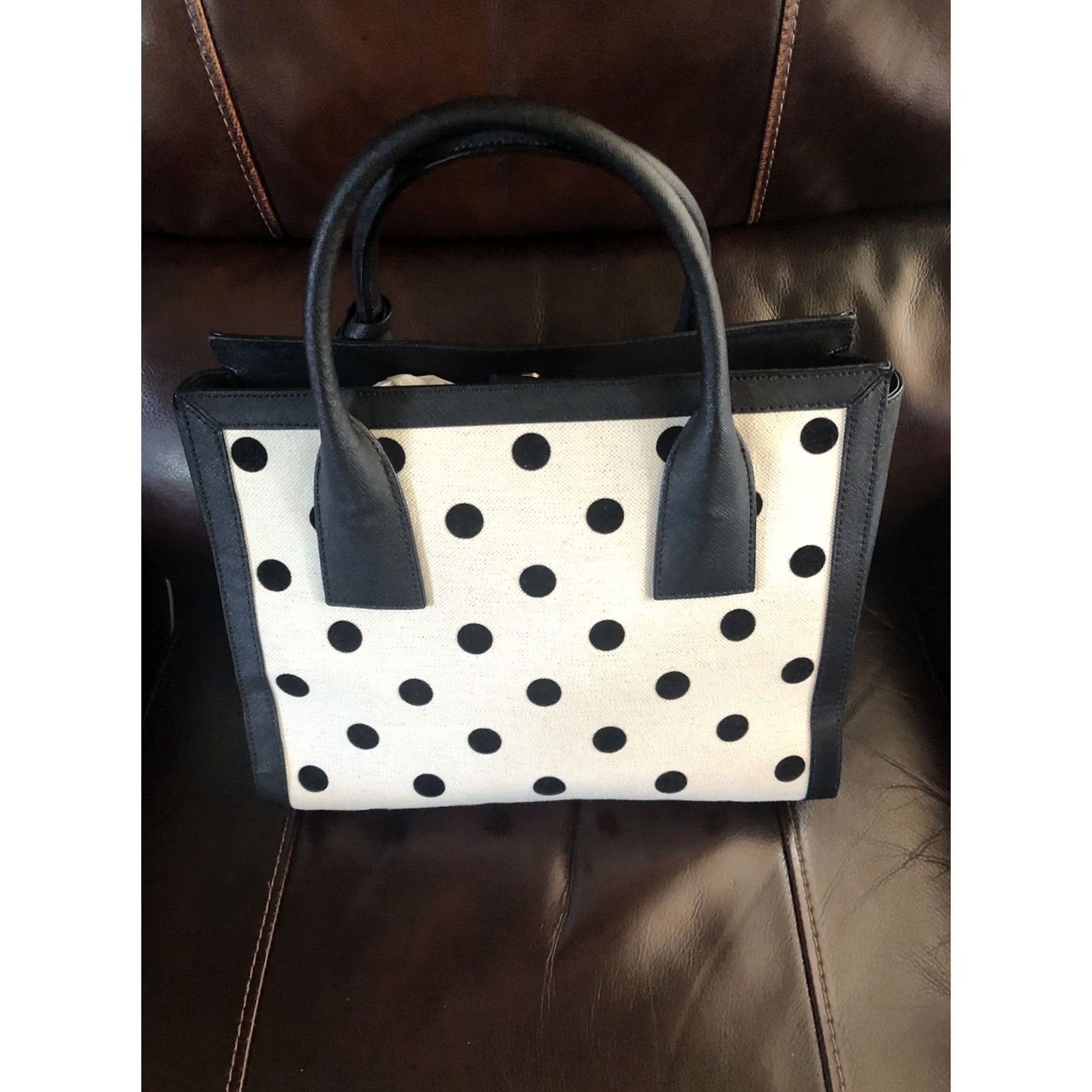 Vintage kate spade new york x Target Polka Dot Knit Handbag Pocket Book Crossbody White/Black Large White Size ONE SIZE - 5 Thumbnail