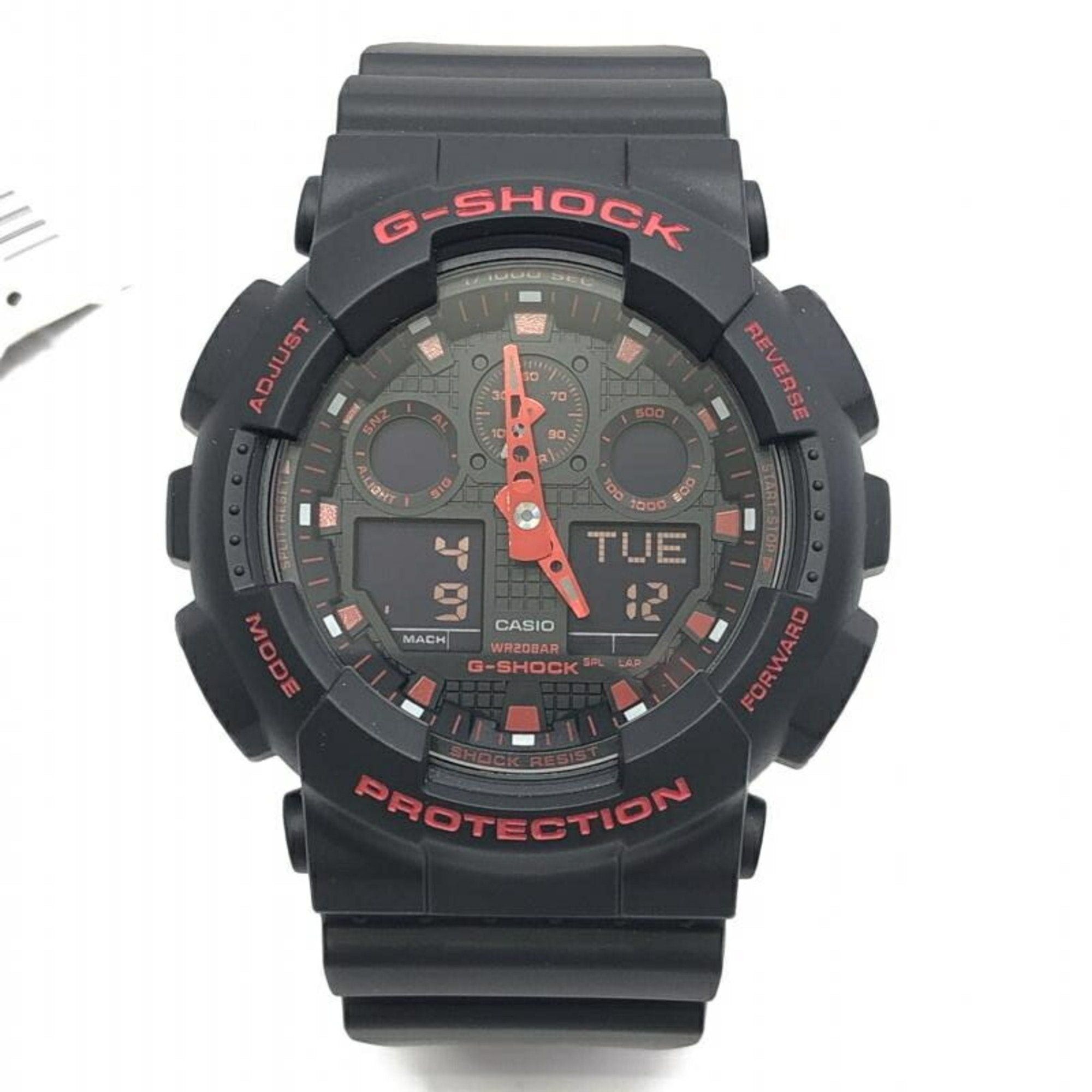 image of Casio G-Shock Watch Ga-100Bnr-1Ajf Red Quartz G-Shock in Blue, Women's