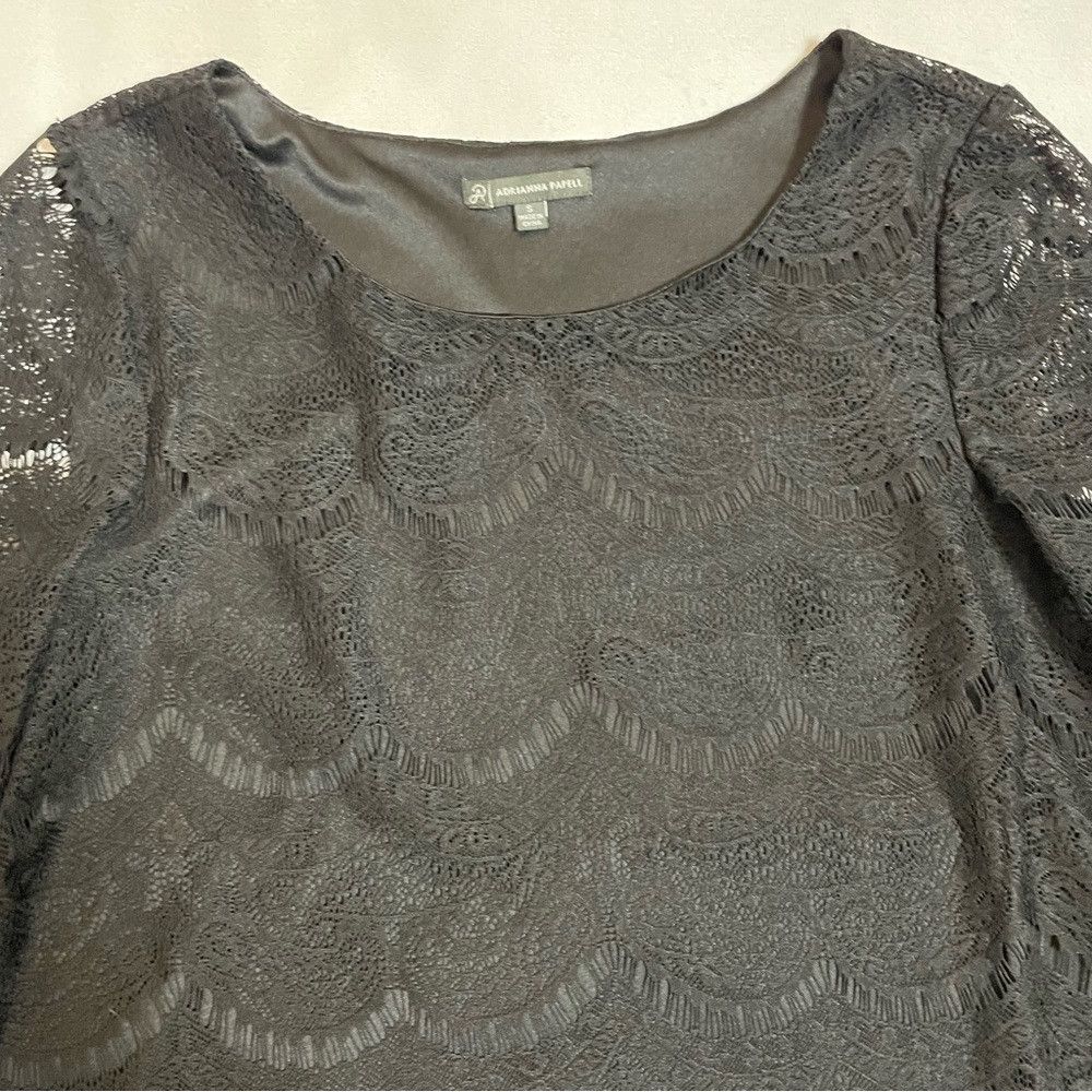 Adrianna Papell Adrianna Papell Black Lace 3/4 Sleeve Blouse Size S Size S / US 4 / IT 40 - 9 Thumbnail
