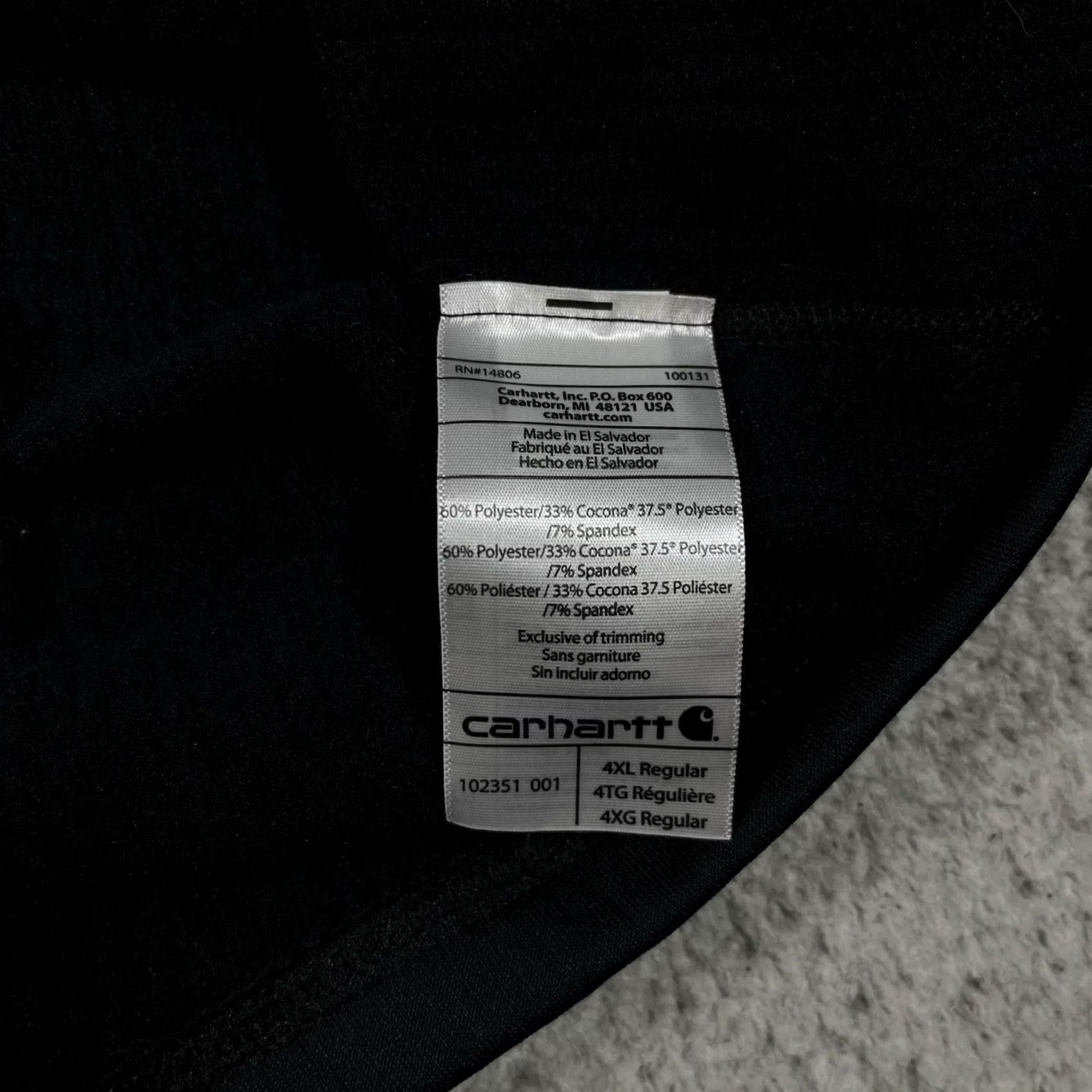 Carhartt Carhartt Sweatshirt 1/4 Zip Pullover Mens 4XL Fleece Black Outdoor Winter Fall Spring All Seasons Logo Knit Stretch Thermal Walking Shirt Size US XXL / EU 58 / 5 - 5 Thumbnail