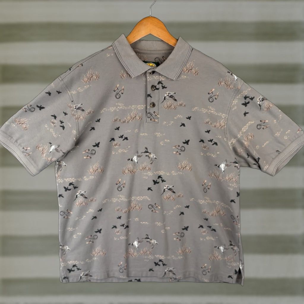 Vintage Cabela's Polo Shirt Mens Large Duck Hunter Graphic Print AOP Brown Short Sleeve Collared Shirt Mens Regular Fit HUNTING Clothing Size US L / EU 52-54 / 3 - 1 Thumbnail