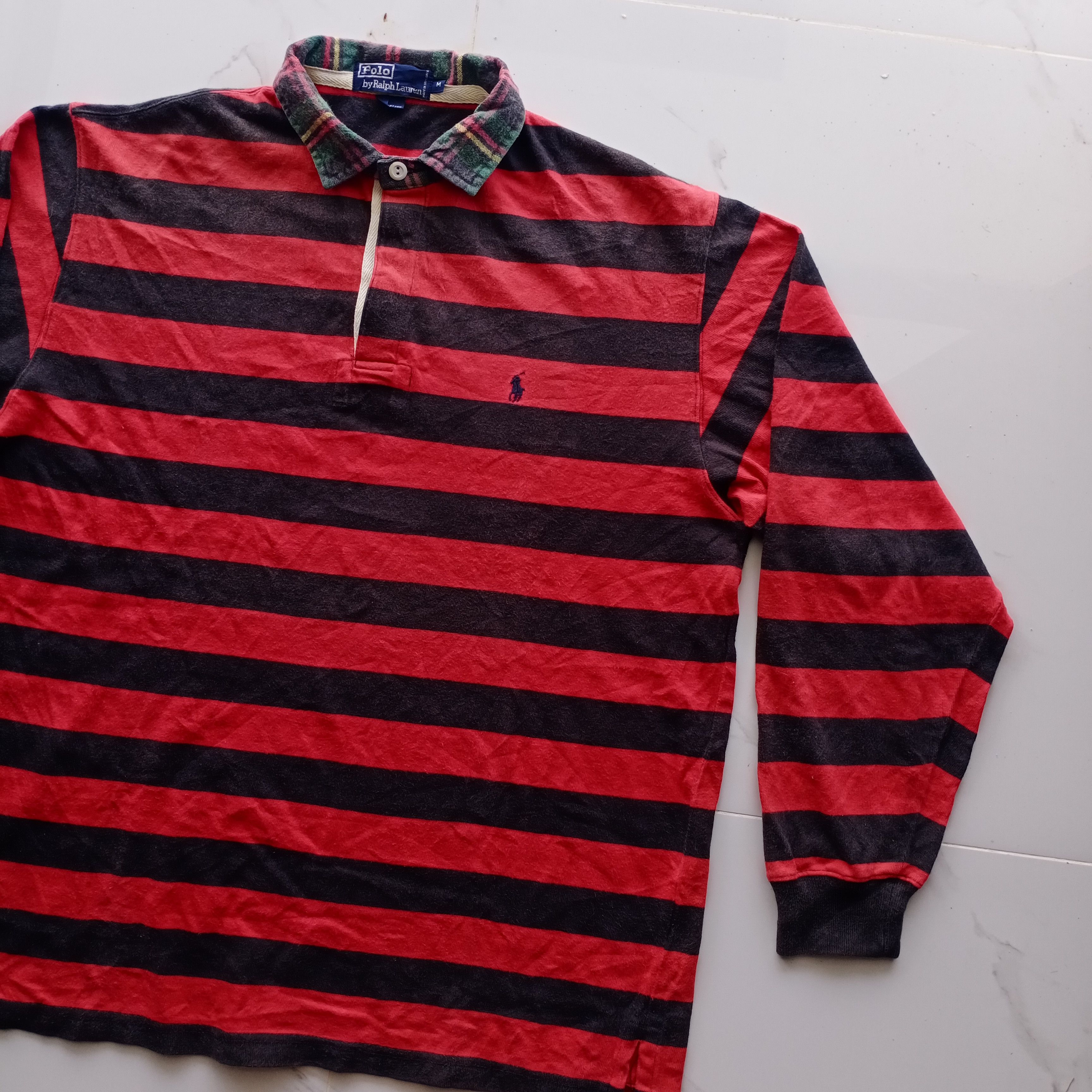Polo Ralph Lauren Y2K Polo Ralph Lauren Rugby Long Tartan Stripe Rare Size US M / EU 48-50 / 2 - 3 Thumbnail
