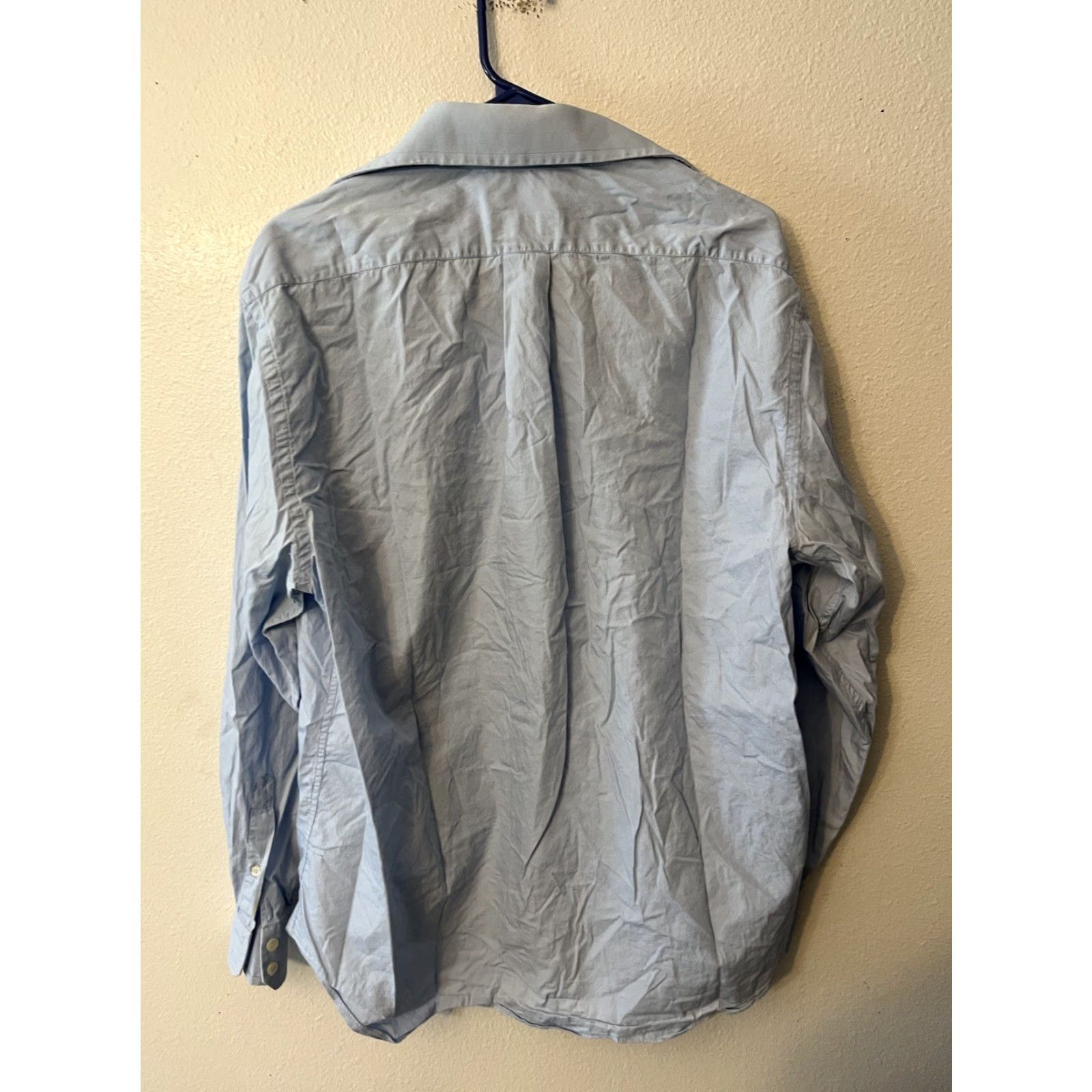 Emporio Armani Emporio Armani Mens Dress Shirt Long Sleeves Button-Down Blue Cotton Size 41/16 Size 42R - 3 Thumbnail